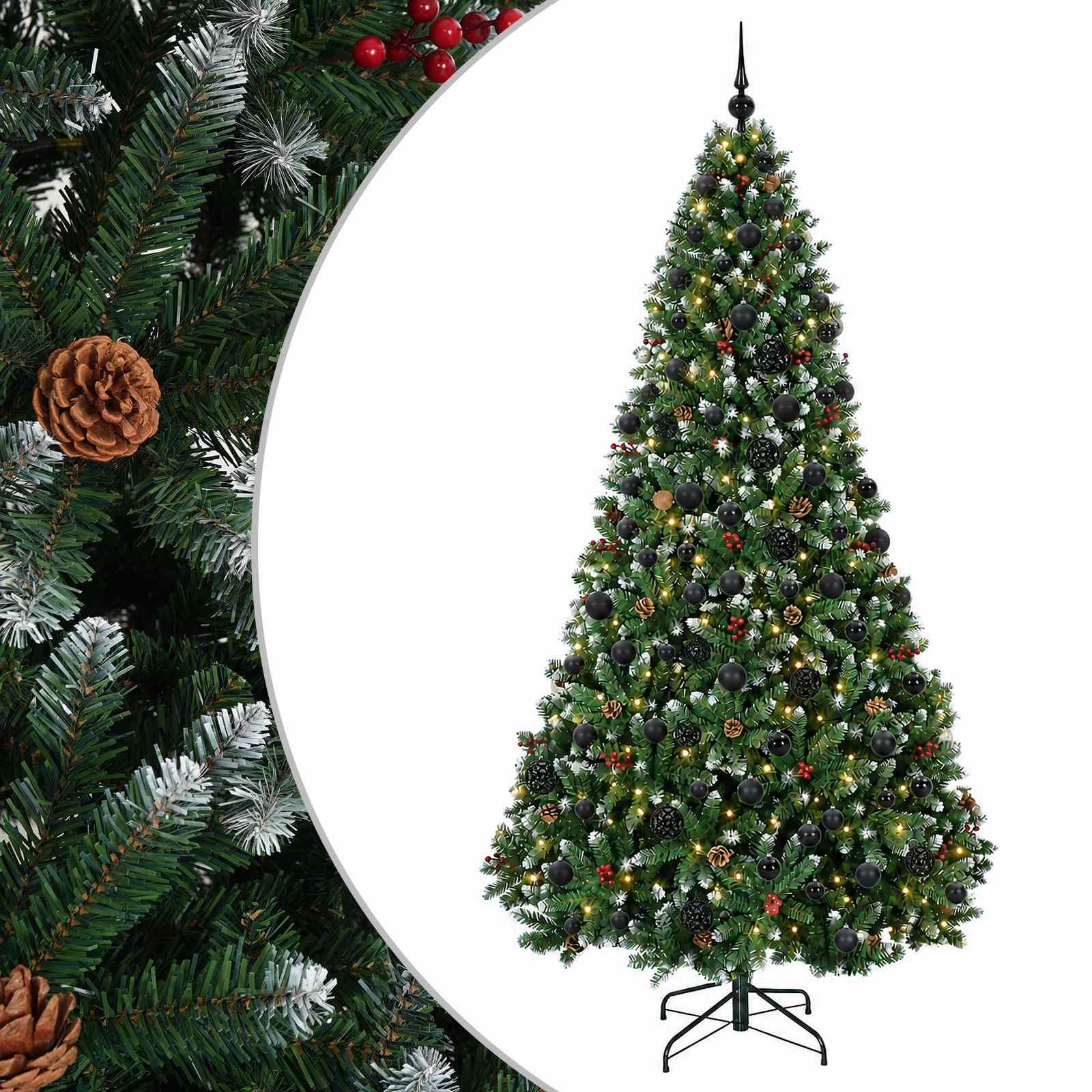 Roheline kunstjõulupuu koos kuulidega 240 cm 300 LED-i