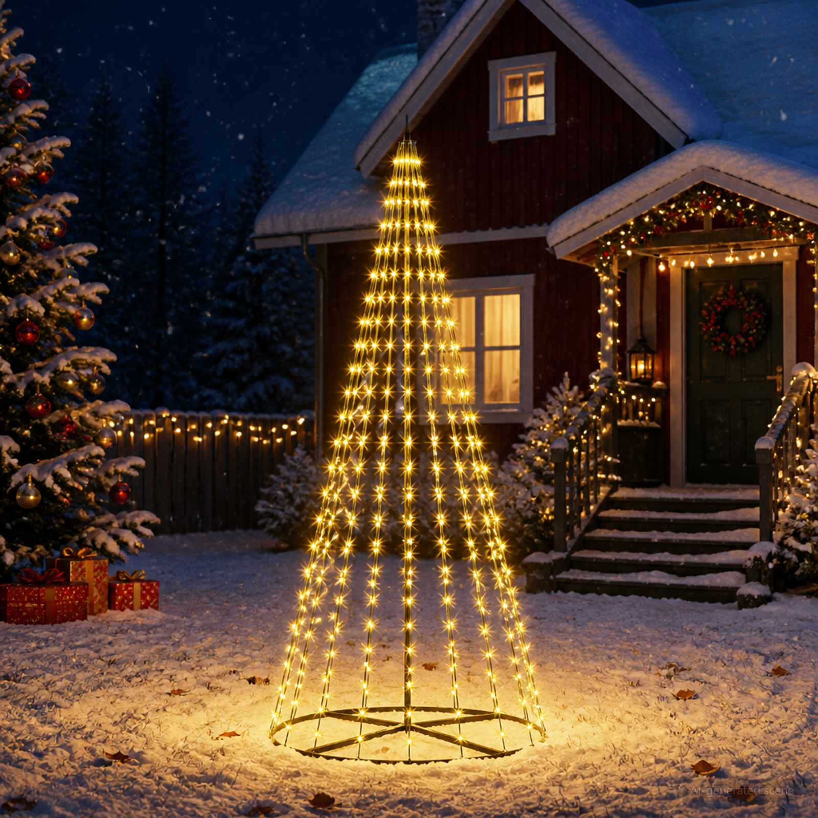LED jõulupuu 235 cm 500 LED-i Soe valge Raud Must