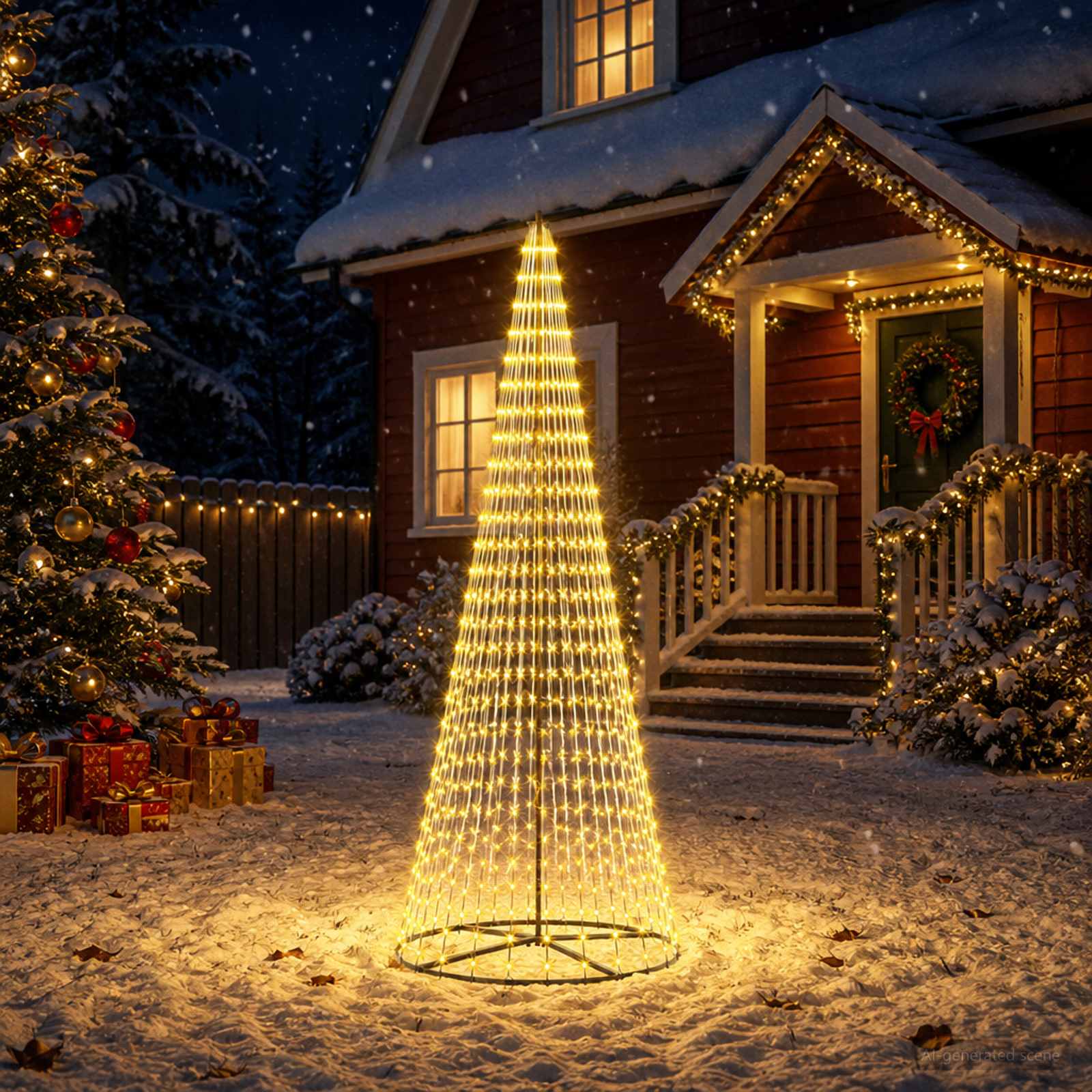 LED jõulupuu 285 cm 744 LED-i Soe valge Raud Must