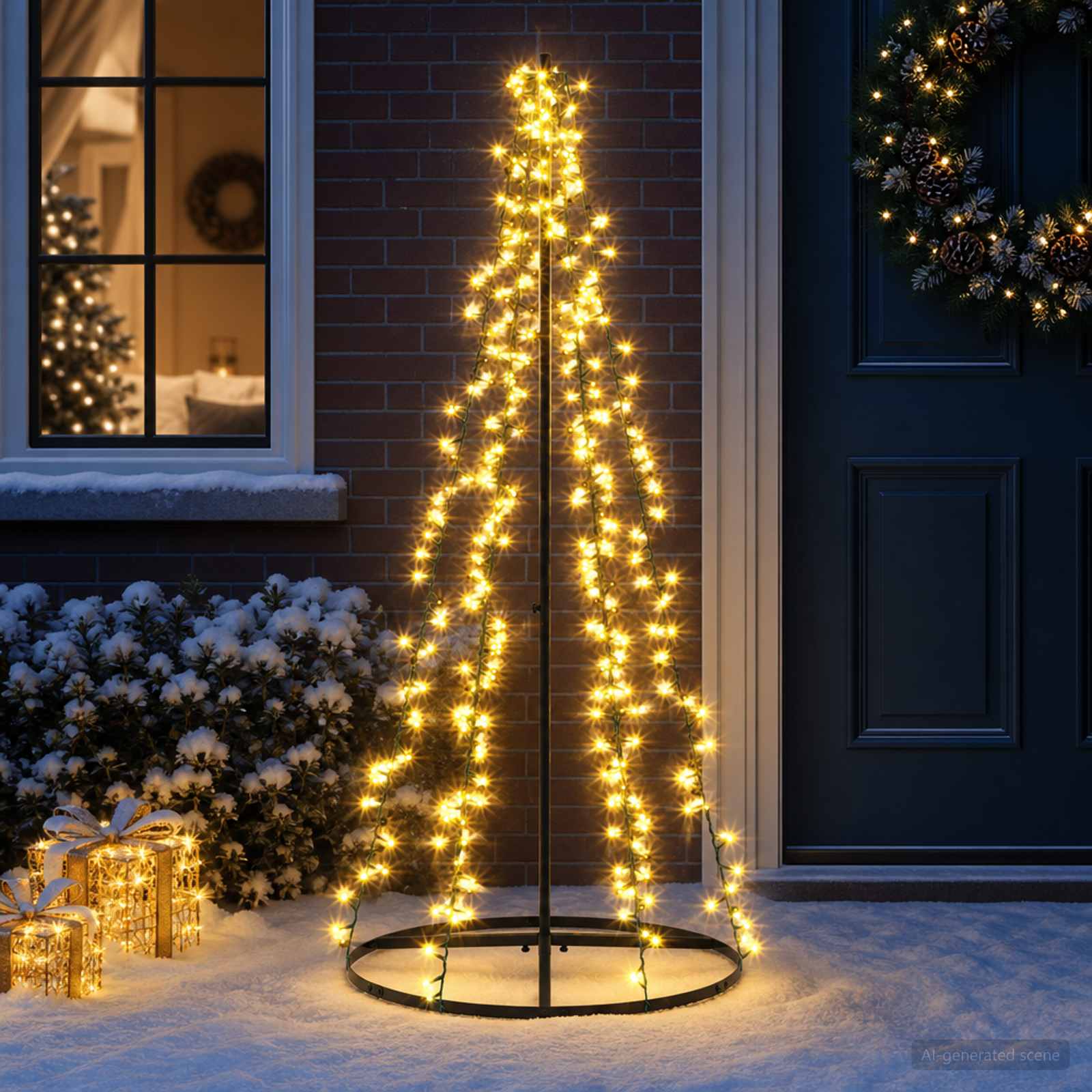 LED jõulupuu 165 cm 540 LED-i Soe valge Teras Must