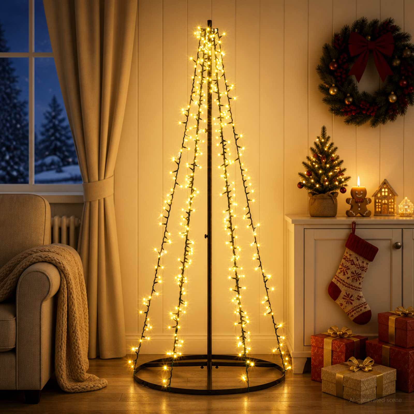 LED jõulupuu 165 cm 540 LED-i Soe valge Teras Must