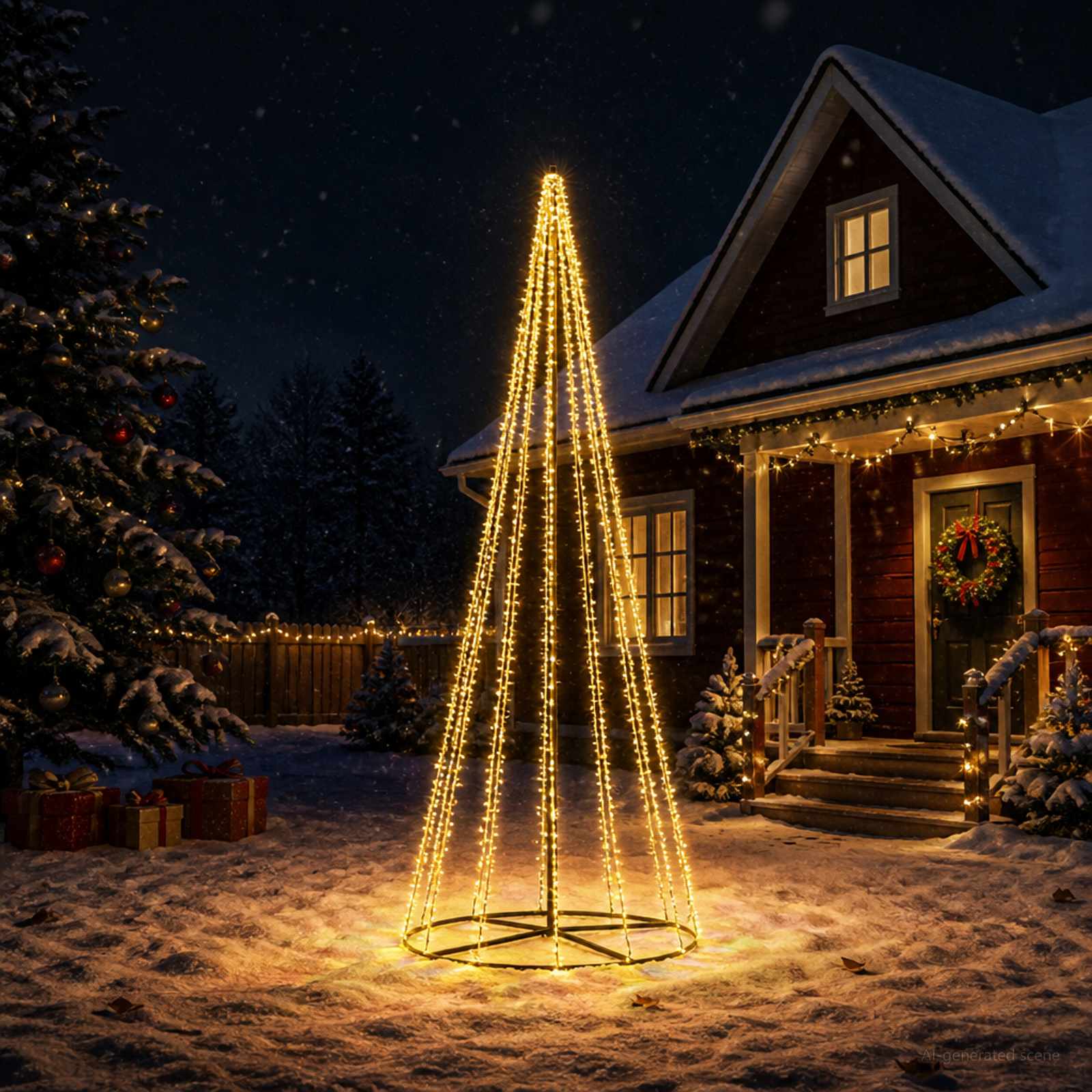 LED jõulupuu 385 cm 2460 LED-i Soe valge Teras Must