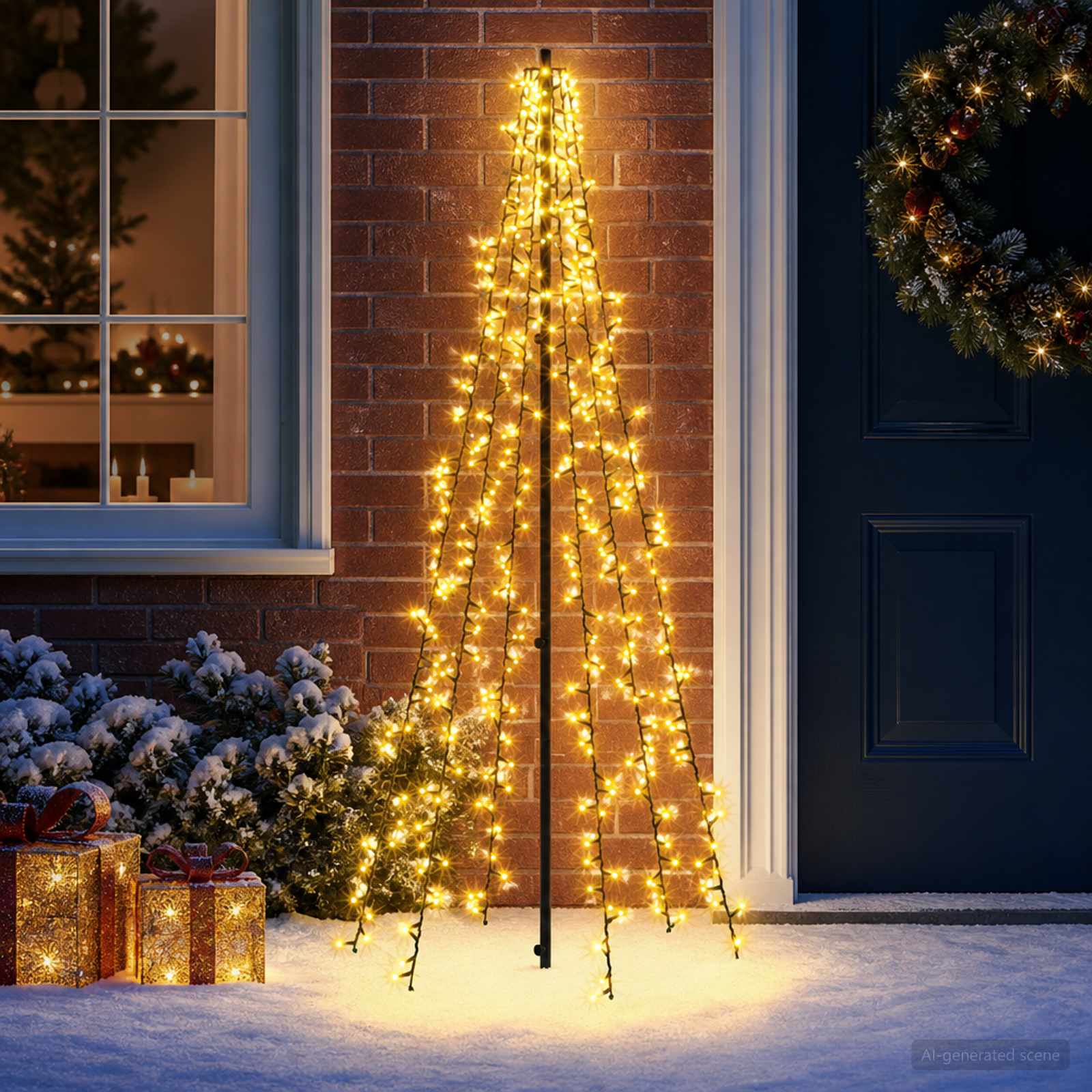 LED jõulupuu 165 cm 540 LED-i Soe valge Teras Must