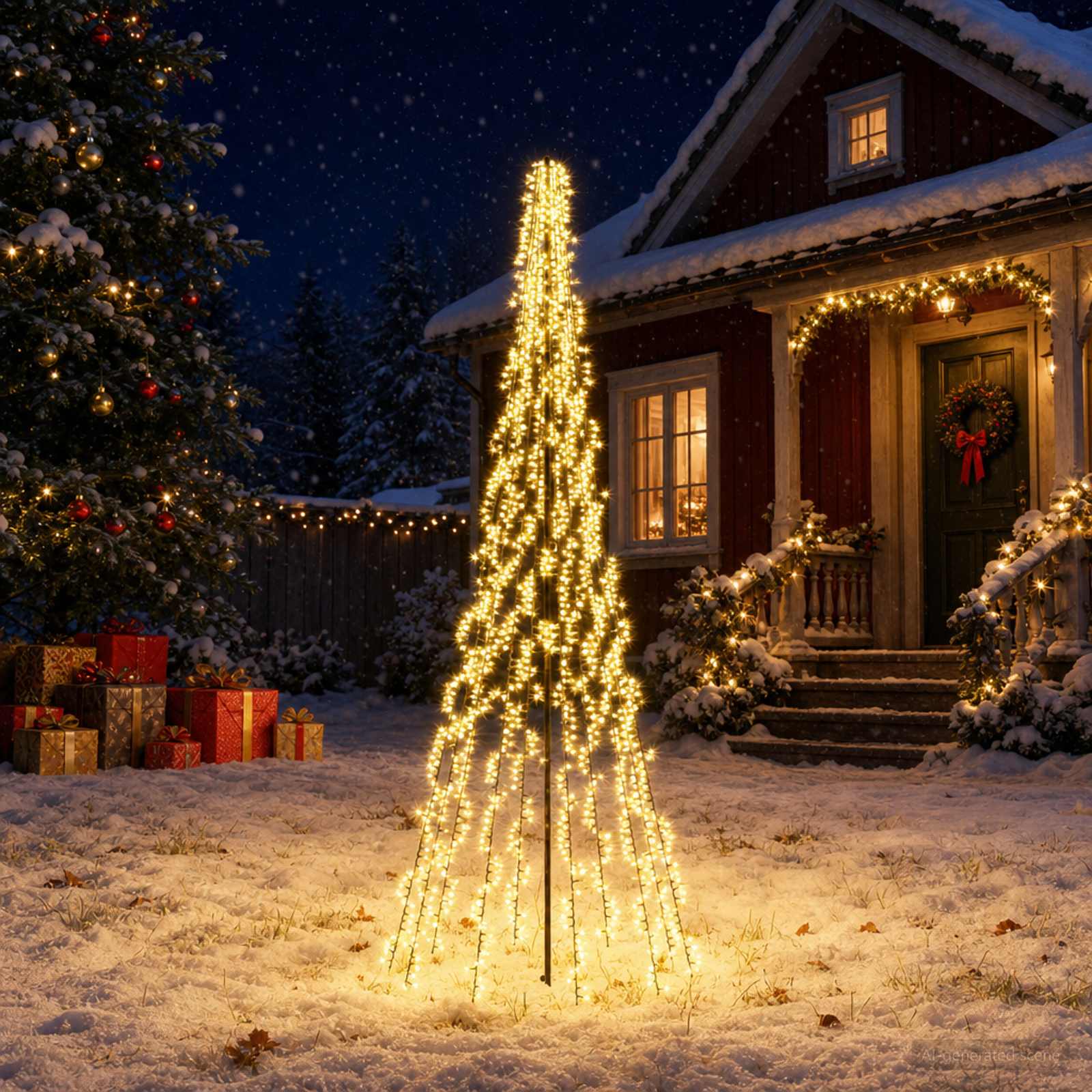 LED jõulupuu 285 cm 1550 LED-i Soe valge Teras Must