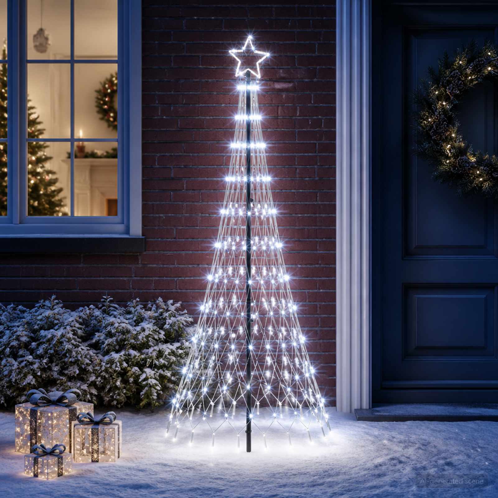 LED jõulupuu 180 cm 230 LED-i Külm valge Raud Must