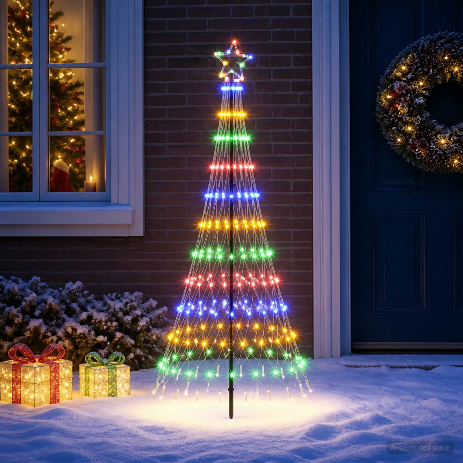 LED jõulupuu 180 cm 230 LED-i Mitmevärviline Raud Must