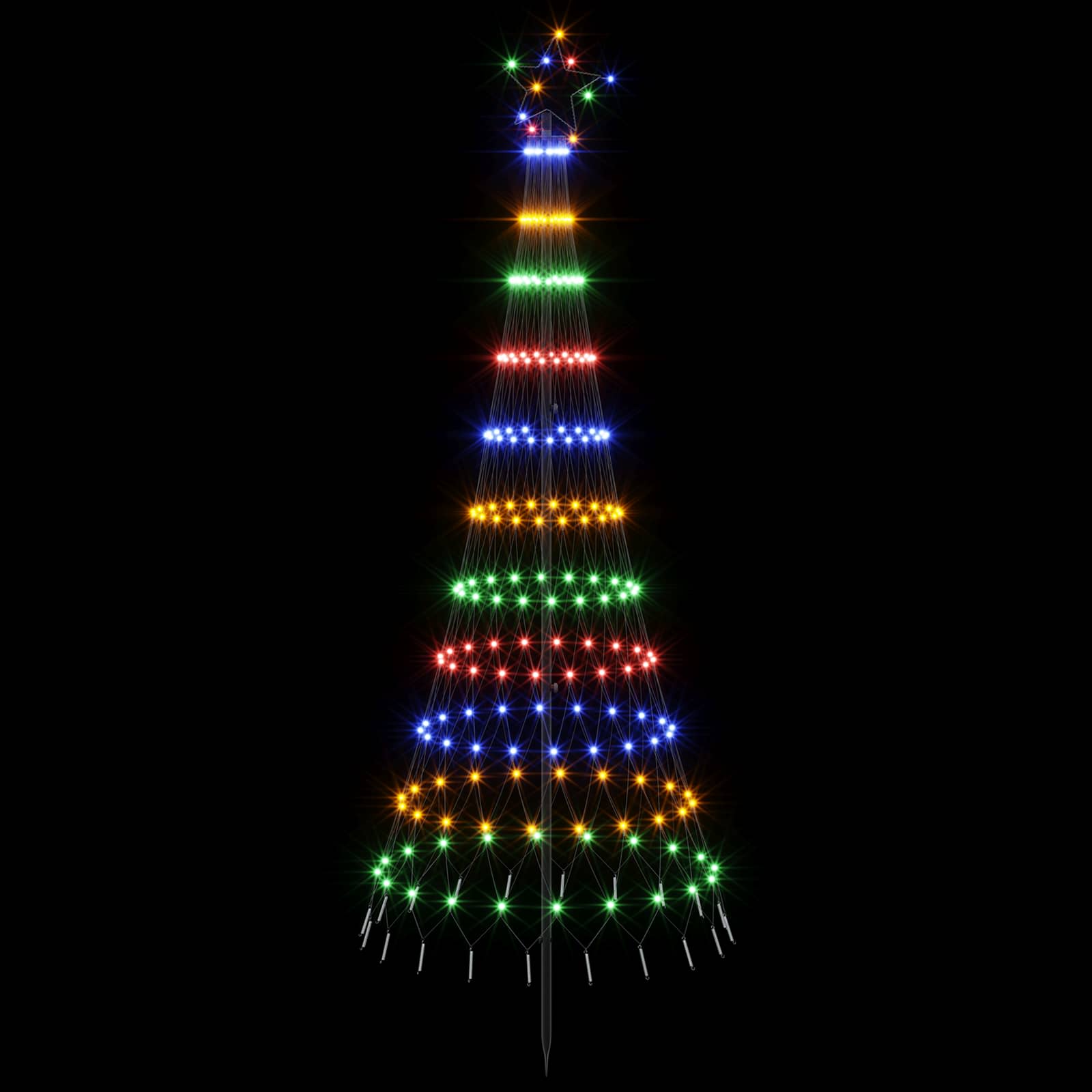 LED jõulupuu 180 cm 230 LED-i Mitmevärviline Raud Must