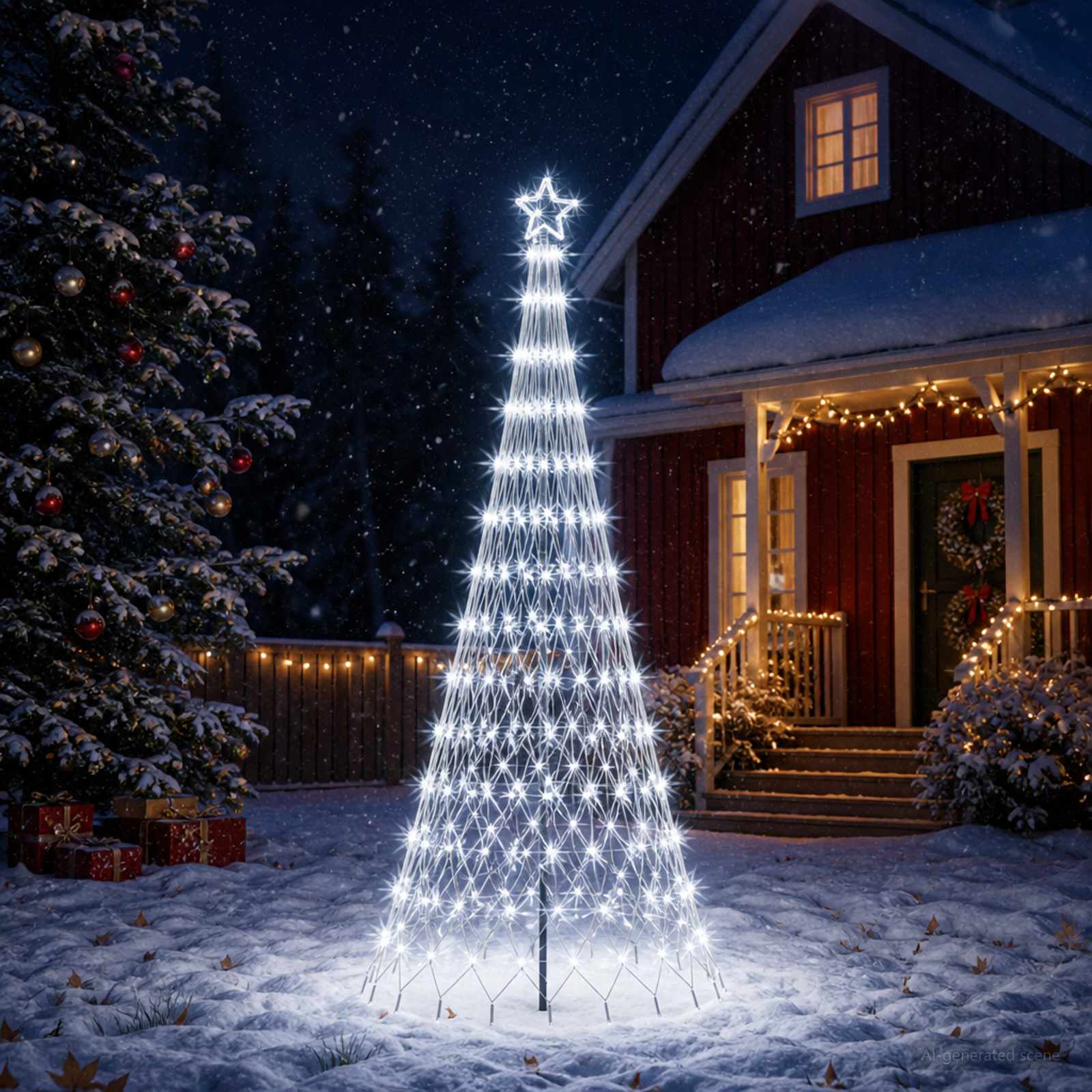 LED jõulupuu 250 cm 290 LED-i Külm valge Raud Must