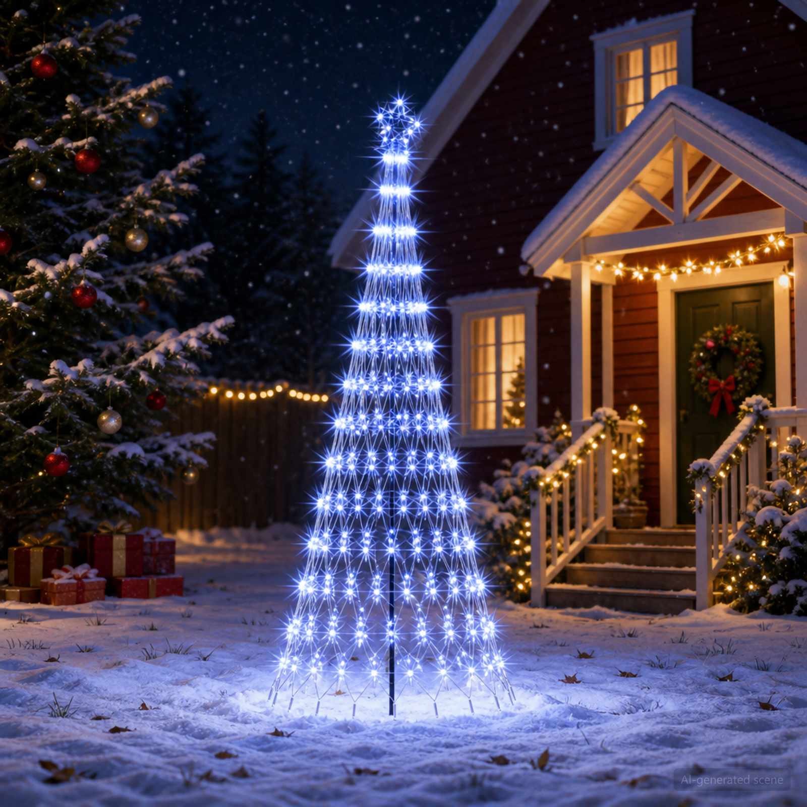 LED jõulupuu 250 cm 290 LED-i Sinine Raud Must