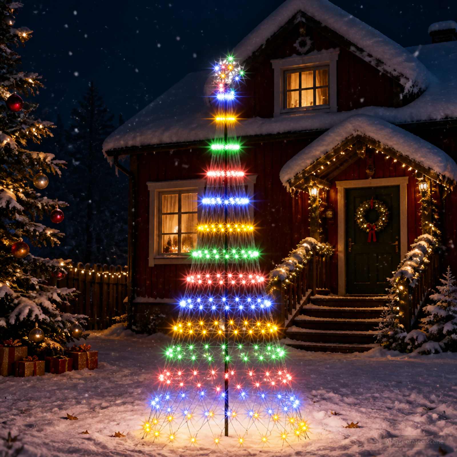 LED jõulupuu 250 cm 290 LED-i Mitmevärviline Raud Must