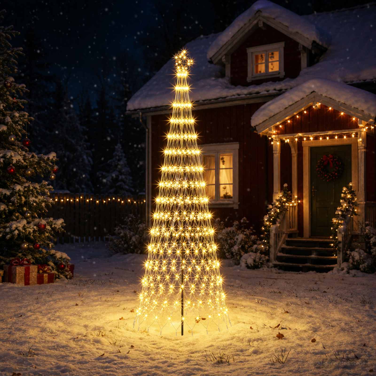 LED jõulupuu 300 cm 350 LED-i Soe valge Raud Must