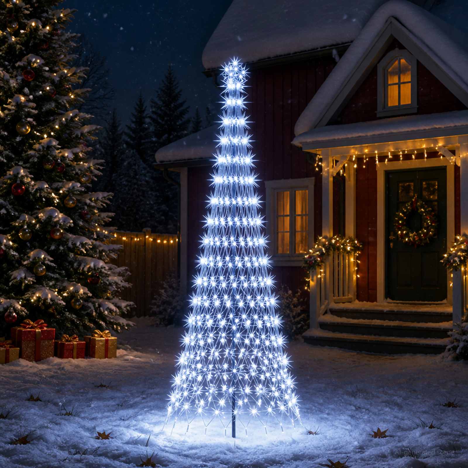 LED jõulupuu 300 cm 350 LED-i Külm valge Raud Must