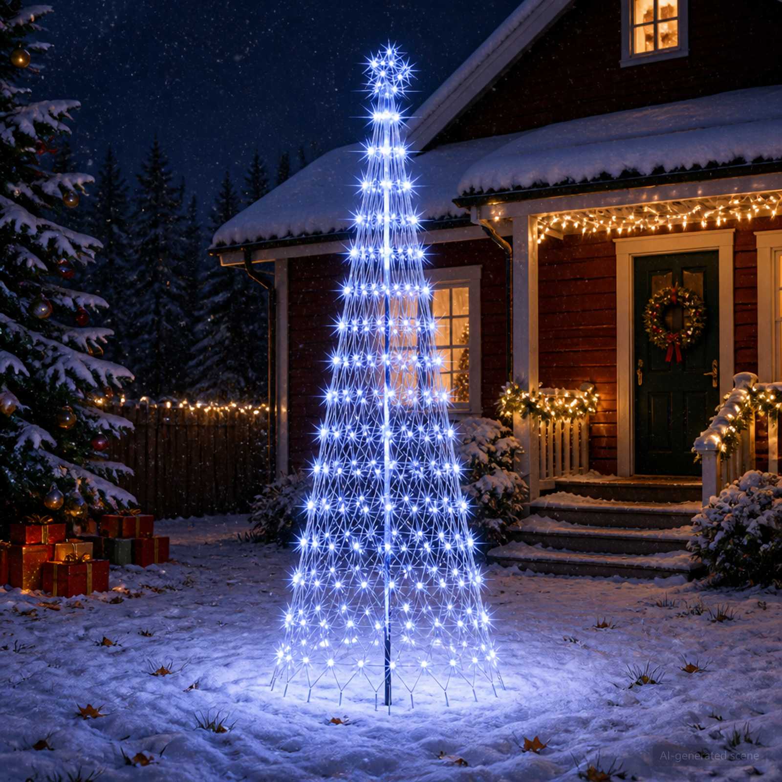 LED jõulupuu 300 cm 350 LED-i Sinine Raud Must