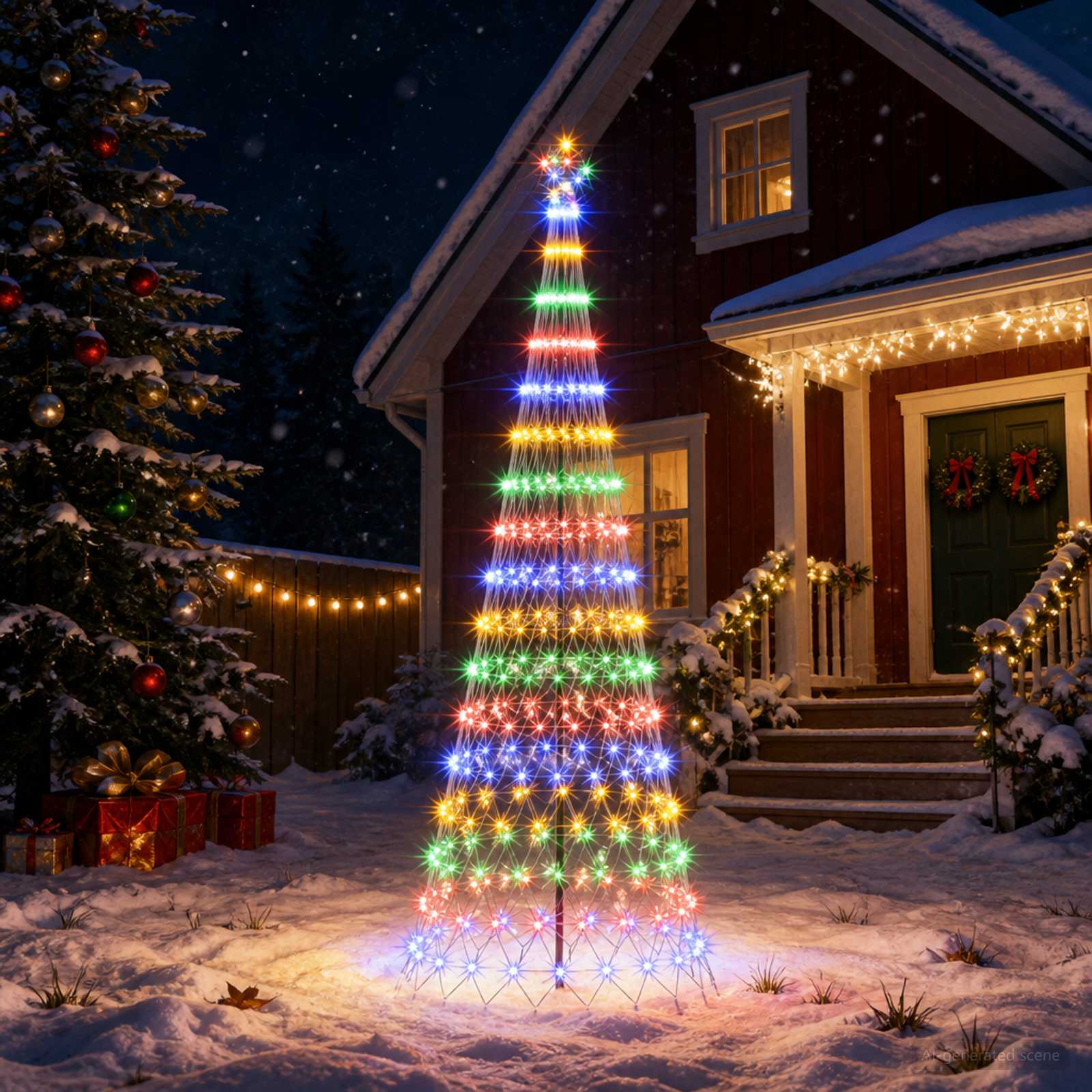 LED jõulupuu 300 cm 350 LED-i Mitmevärviline Raud Must