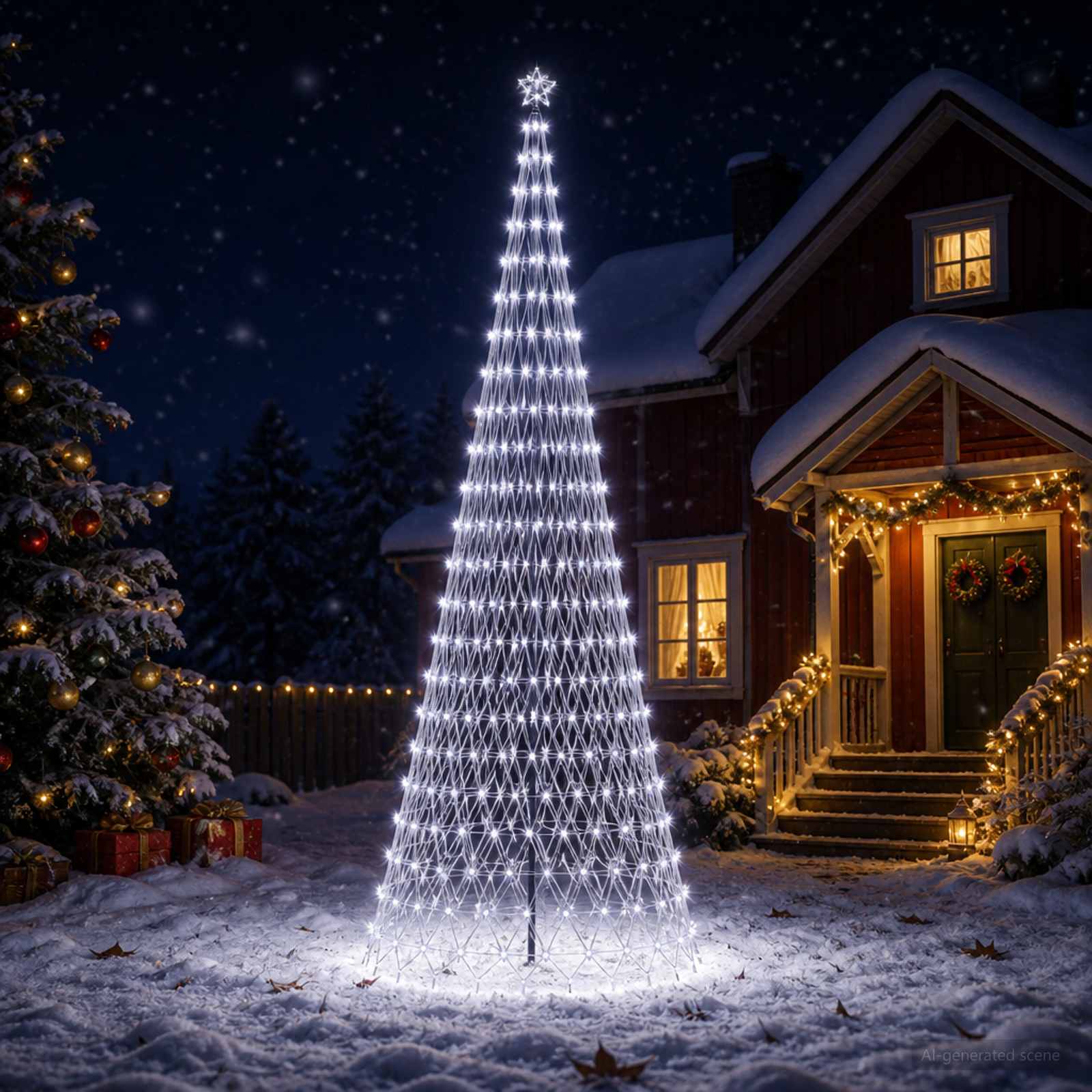 LED jõulupuu 400 cm 450 LED-i Külm valge Raud Must