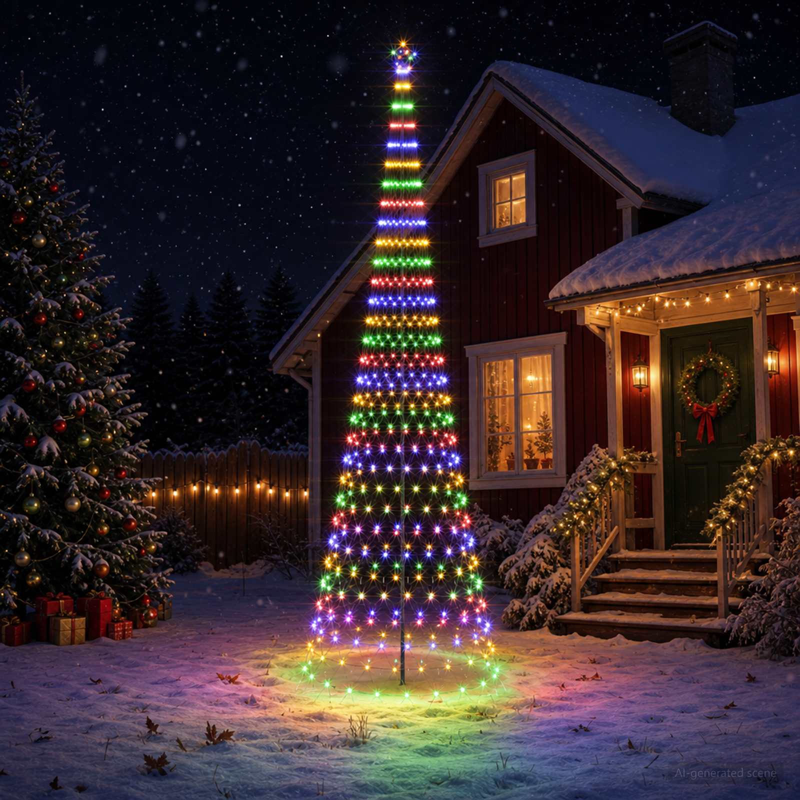 LED jõulupuu 500 cm 550 LED-i Mitmevärviline Raud Must