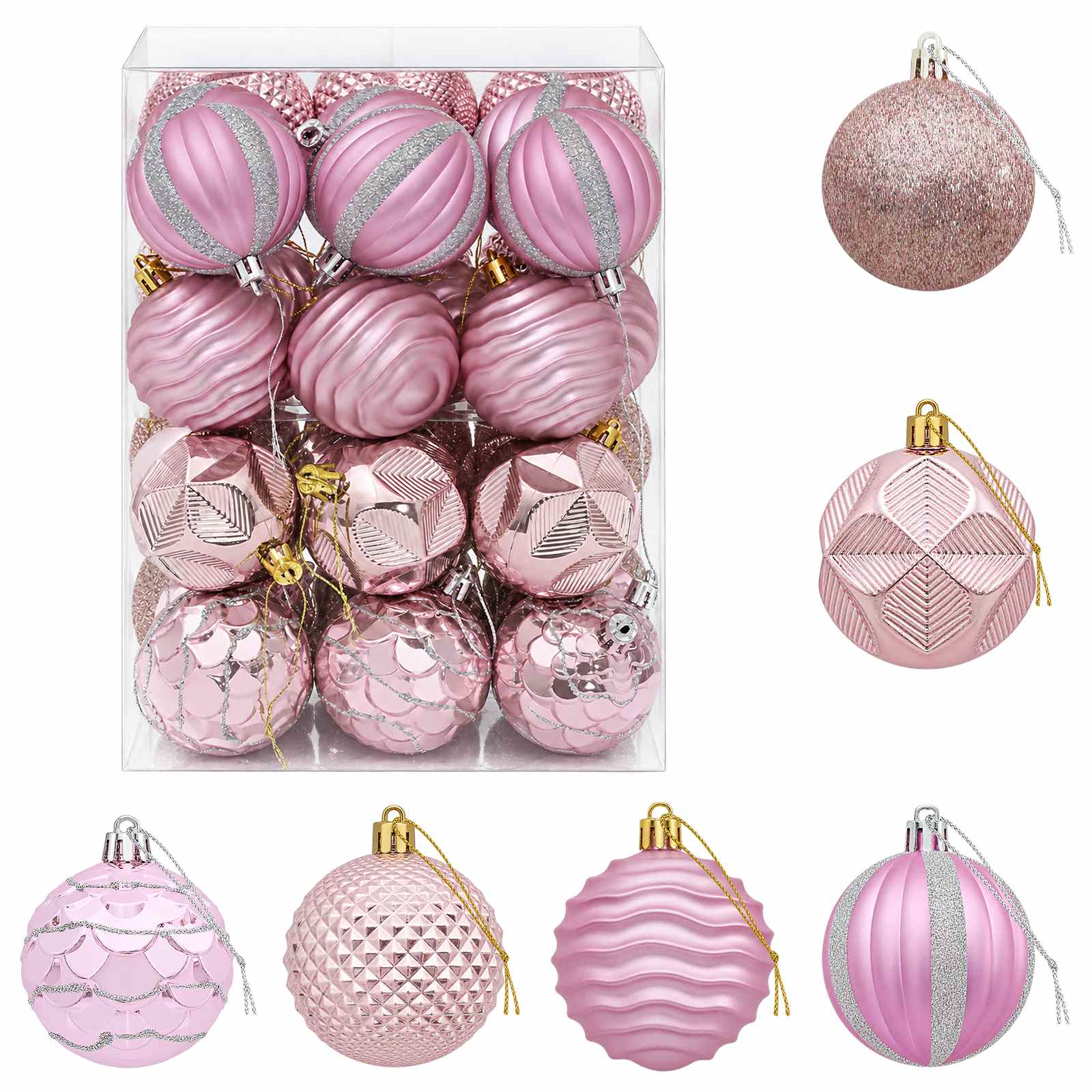 Jõulupalli komplekt 36 tk Roosa 6 cm Polüstüreen
