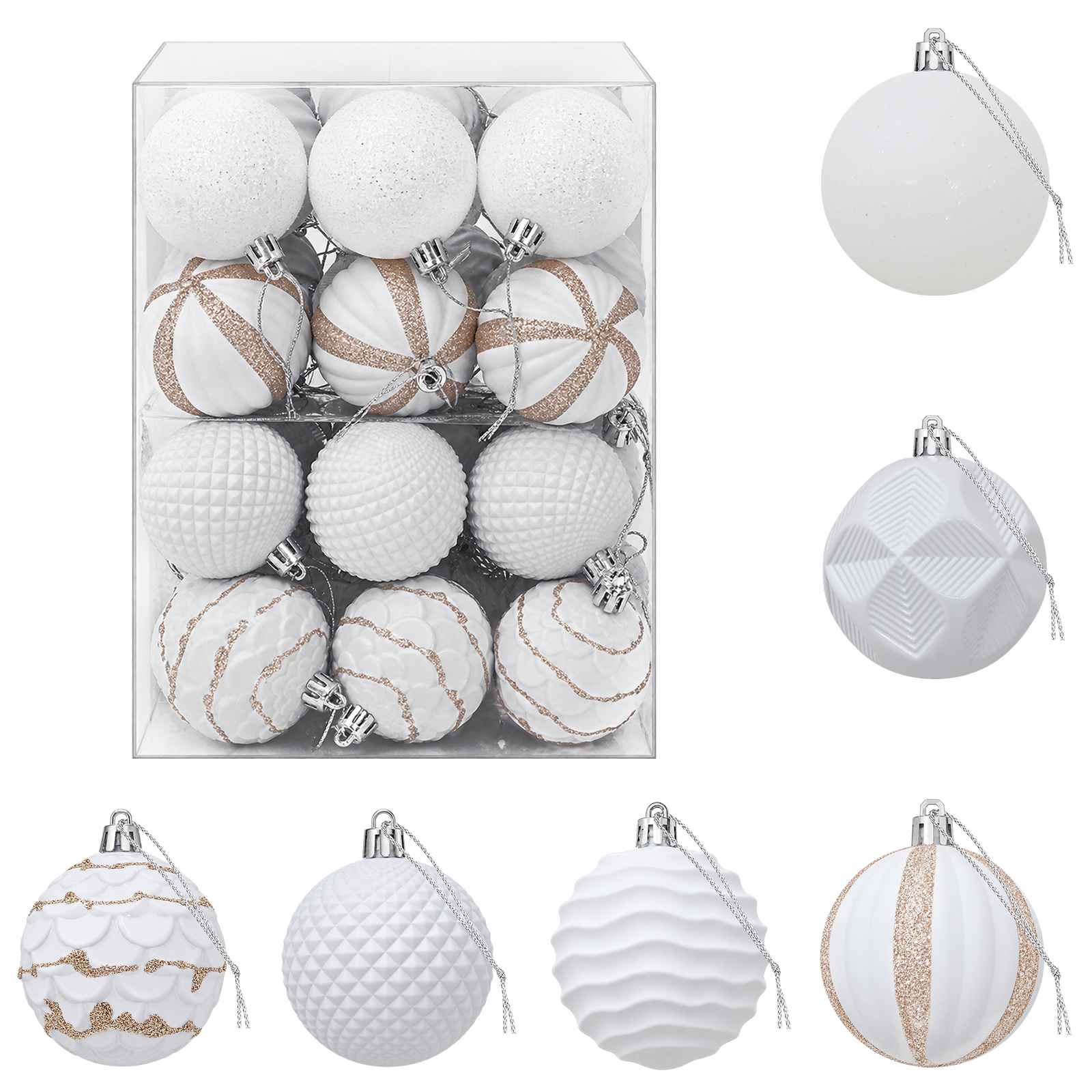 Jõulupalli komplekt 36 tk Valge 6 cm Polüstüreen