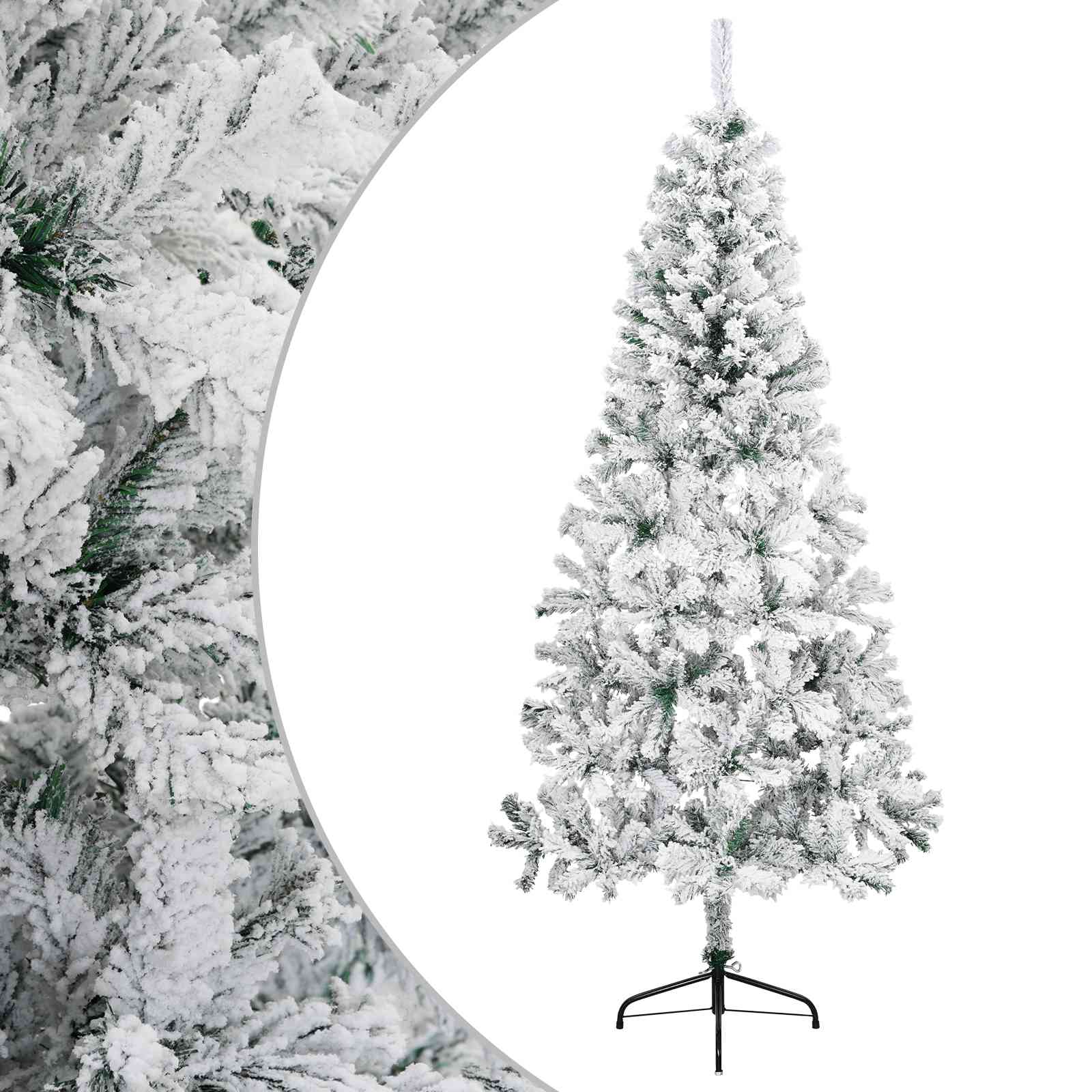 Tehisjõulupuu 210 cm PVC ja teras Roheline ja Valge