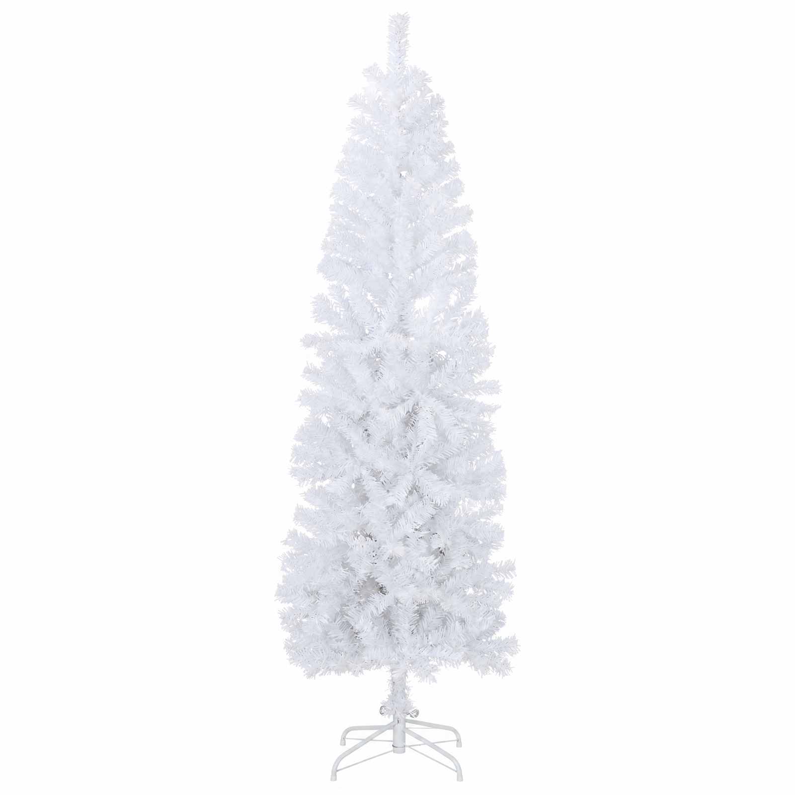 Kunstlik õhuke jõulukuusk 210 cm PVC ja teras Valge