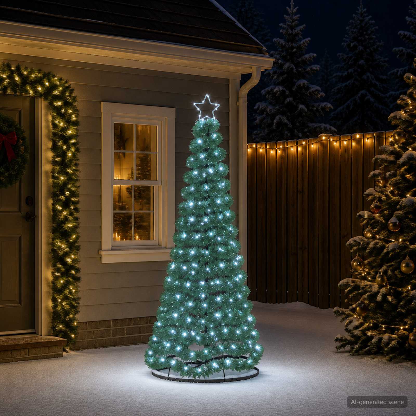 LED-tulede ja alusega karrast jõulupuu EKENAS 180 cm 220 LED-i