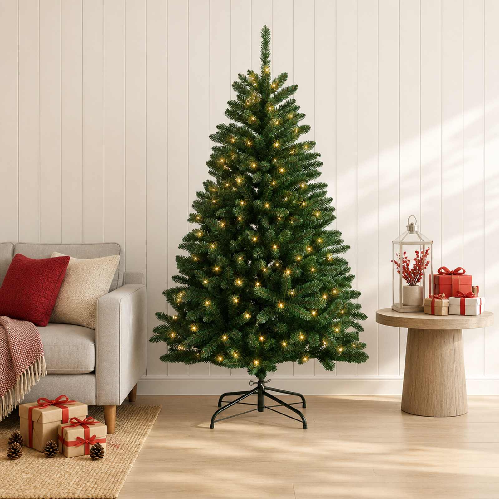 Kunstlik kokkupandav jõulupuu 150 cm 150 LED-i Soe valge teras