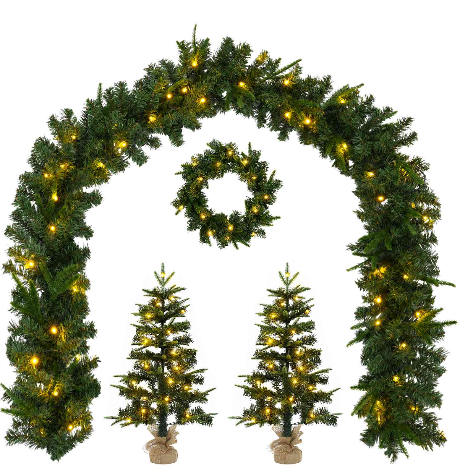 Mini jõulupuu komplekt 45 cm 125 LED-i Soe valge PVC ja PE