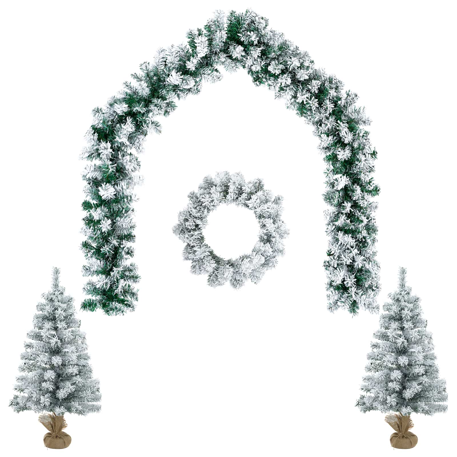 Mini jõulupuu komplekt 60 cm PVC Roheline ja Valge