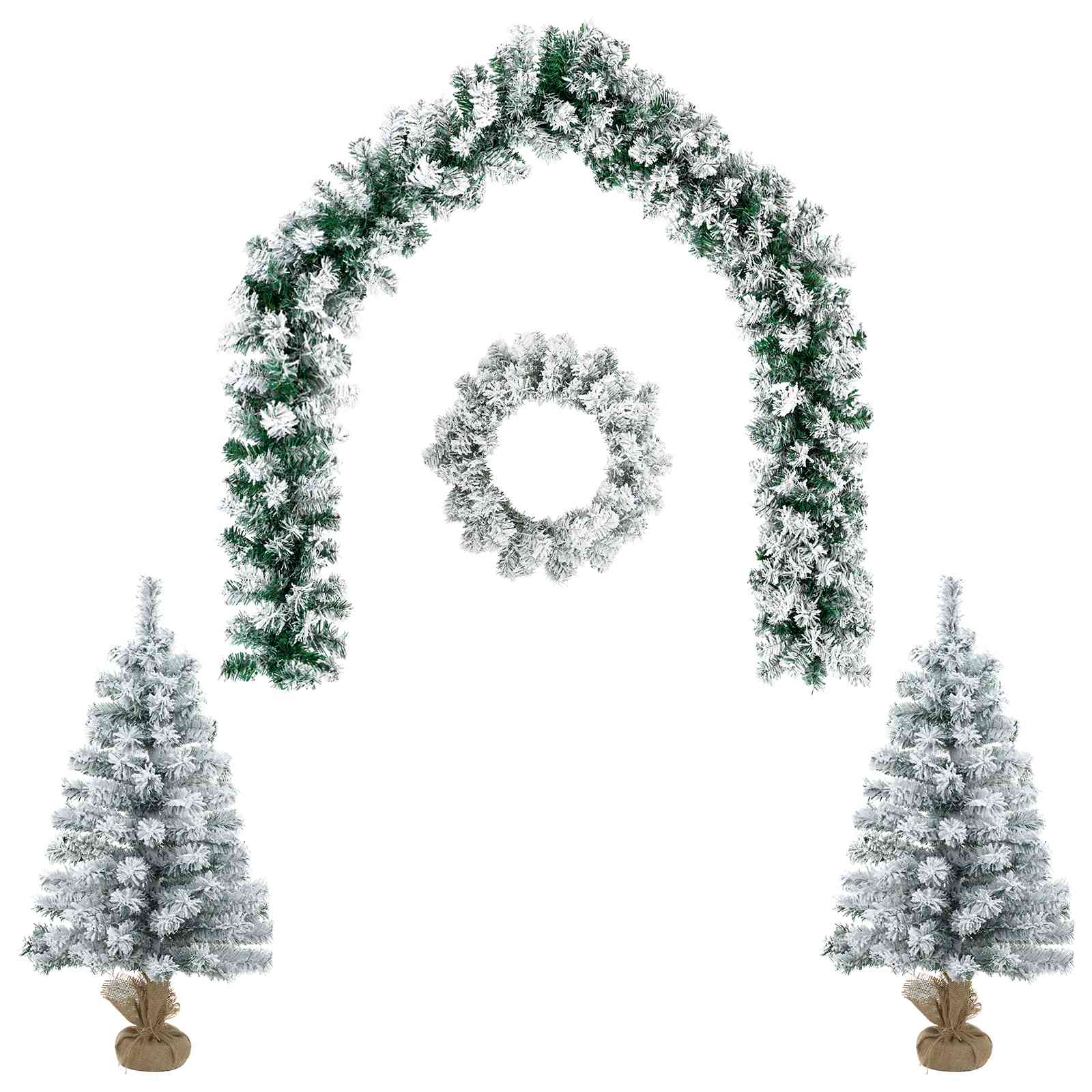 Mini jõulupuu komplekt 90 cm PVC Roheline ja Valge