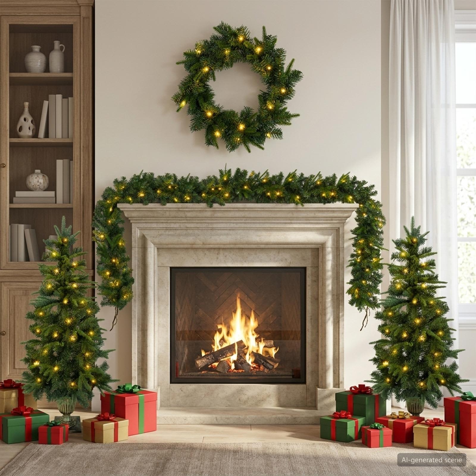 Mini jõulupuu komplekt 120 cm 275 LED-i Soe valge PVC ja PE