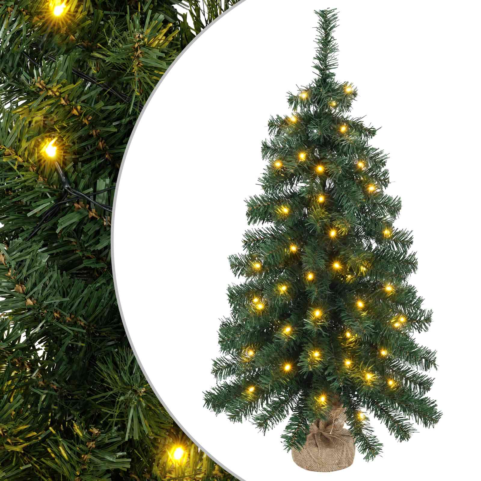 Mini jõulupuu 60 cm 25 LED-i Soe valge PVC Roheline