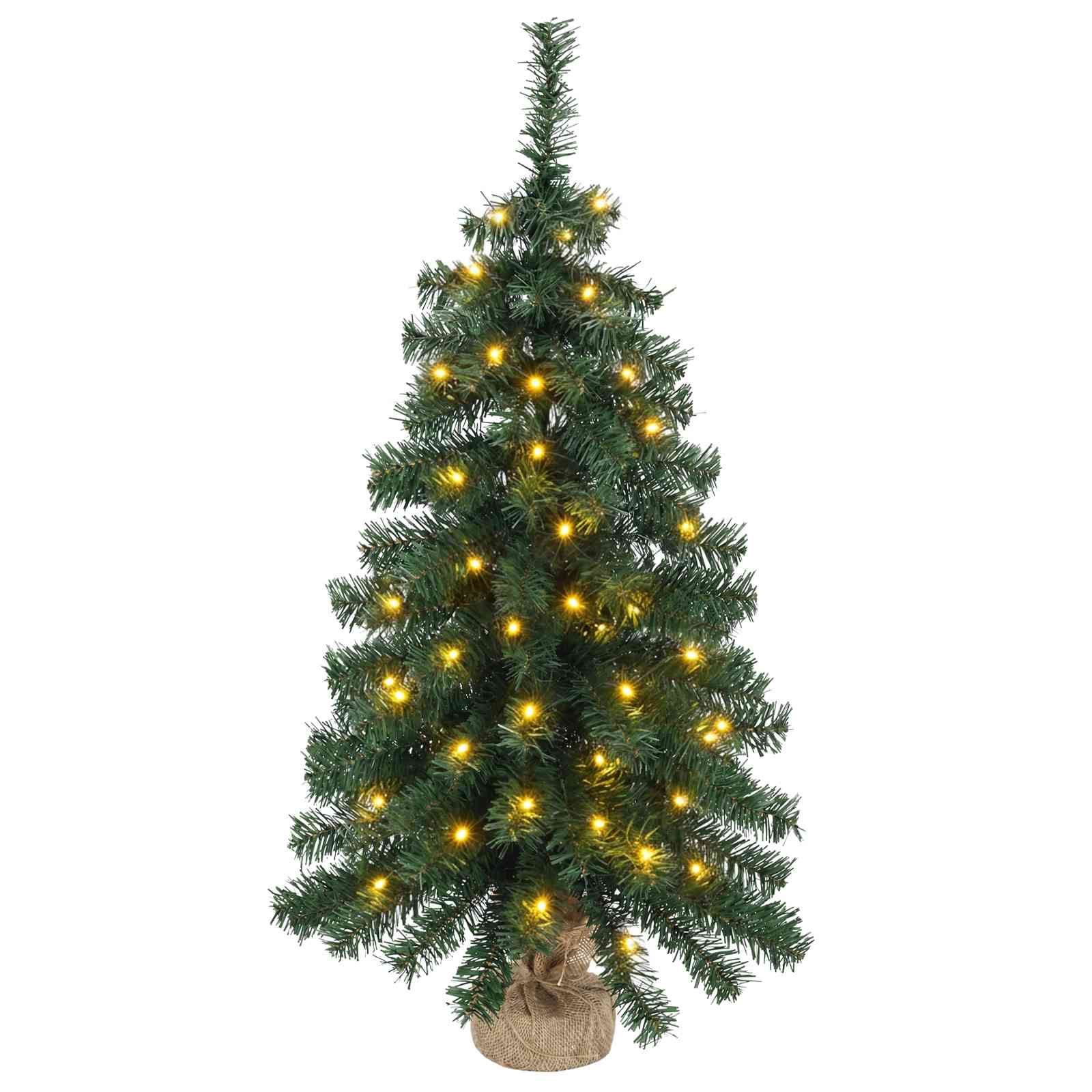 Mini jõulupuu 60 cm 25 LED-i Soe valge PVC Roheline