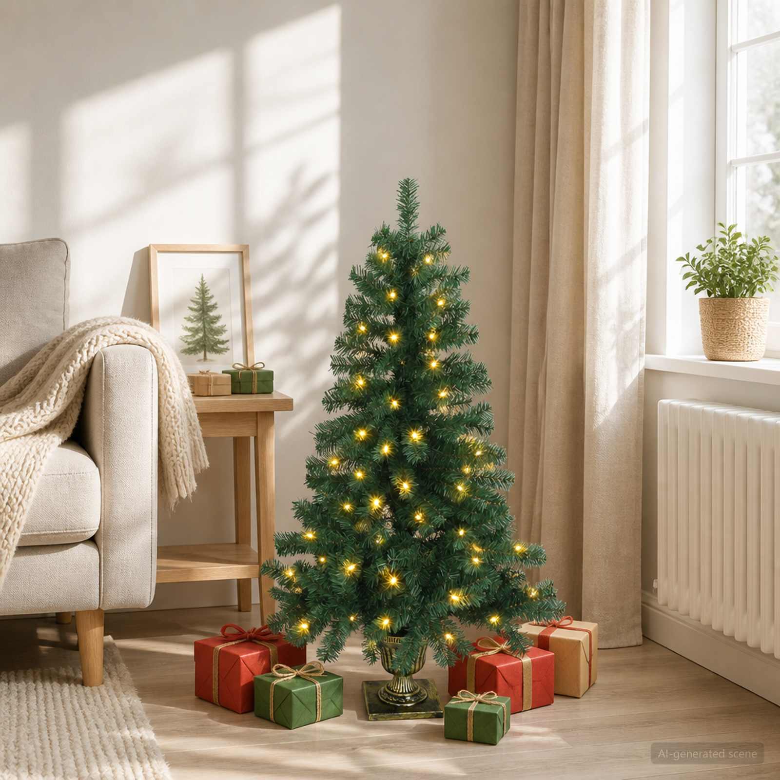 Mini jõulupuu 120 cm 100 LED-i Soe valge PVC Roheline