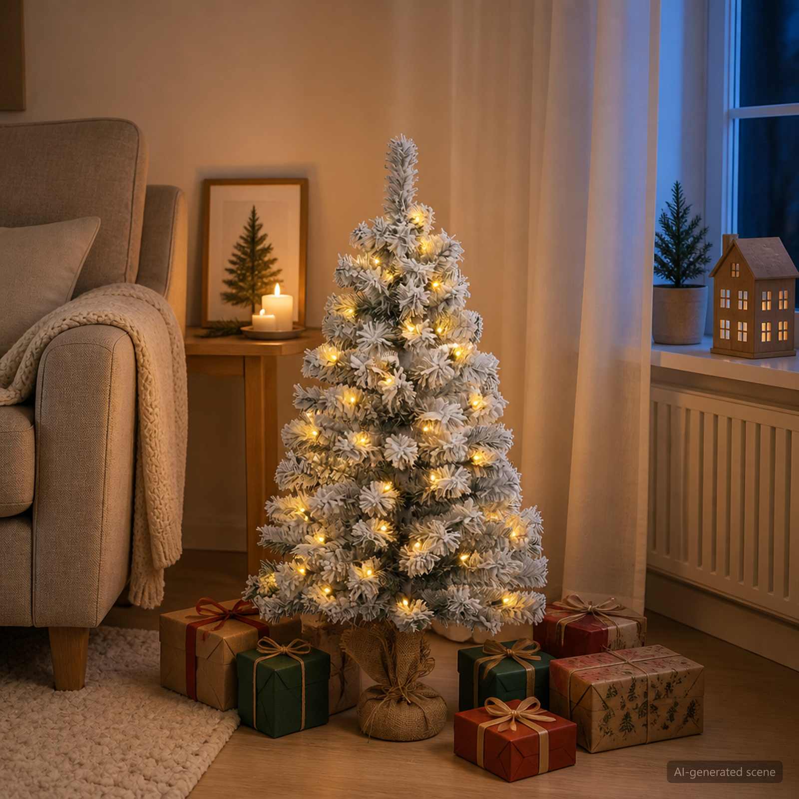 Lumine mini-jõulupuu 90 cm 50 LED-i Soe valge PVC