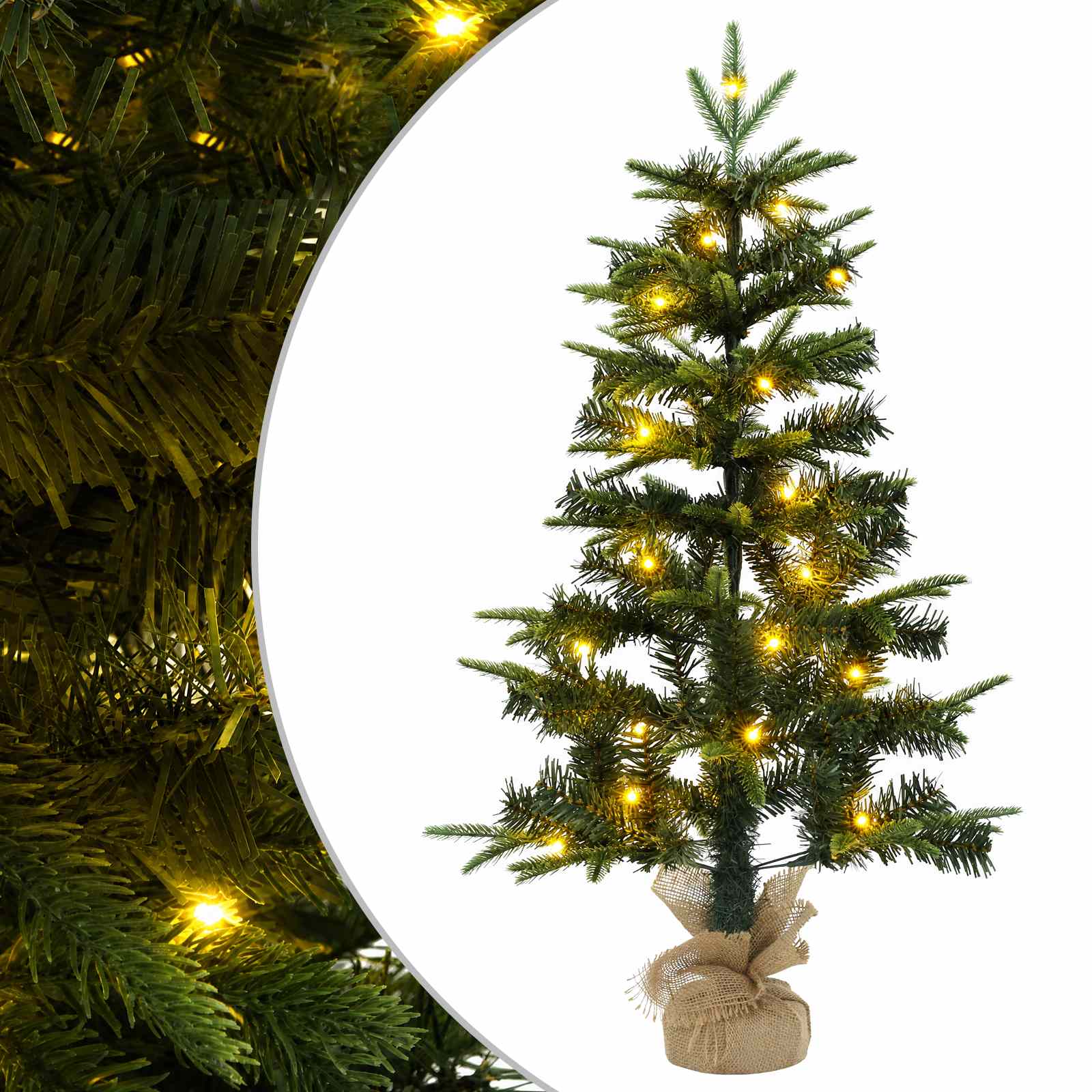 Mini jõulupuu 90 cm 50 LED-i Soe valge PVC ja PE Roheline