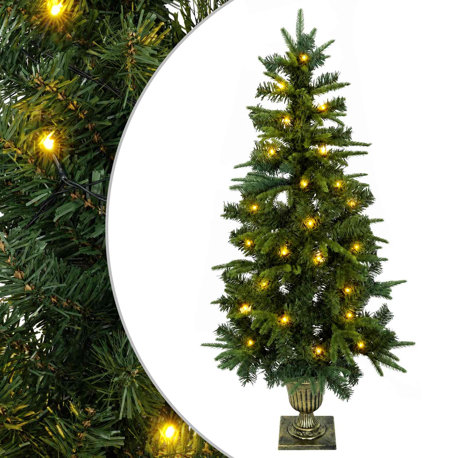 Mini jõulupuu 120 cm 100 LED-i Soe valge PVC ja PE Roheline