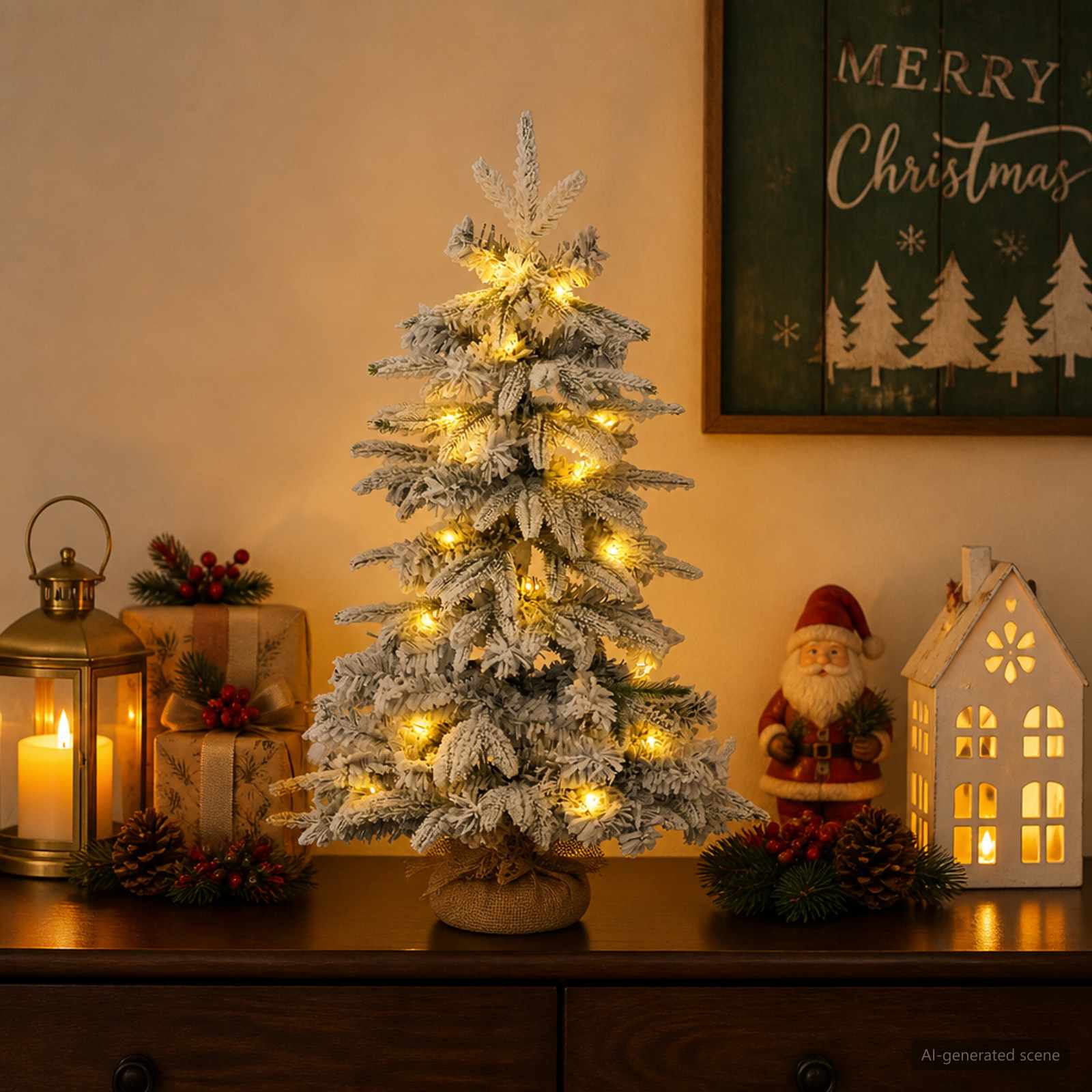 Lumine mini-jõulupuu 45 cm 25 LED-i Soe valge PVC ja PE