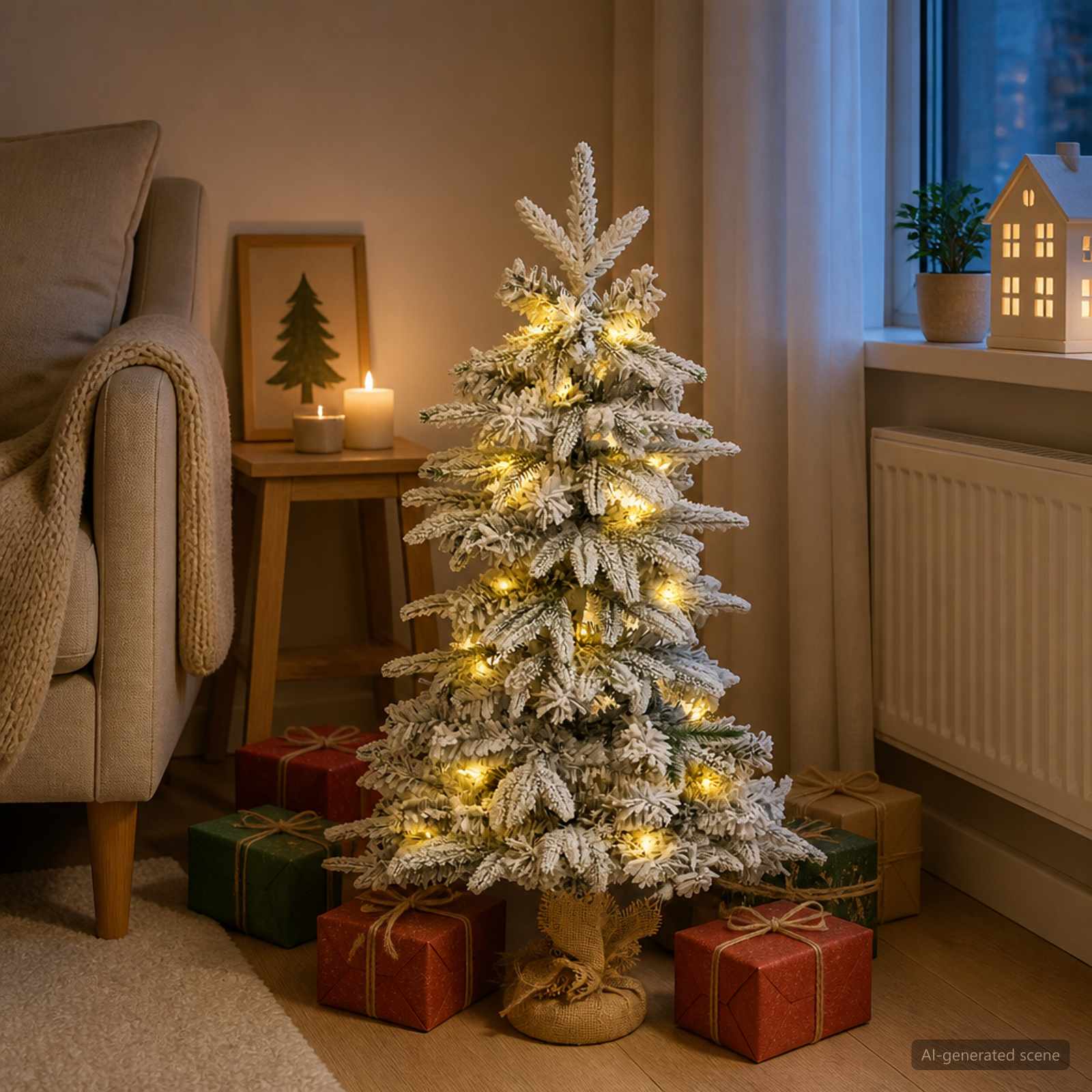Lumega kaetud mini-jõulupuu 90 cm 50 LED-i Soe valge PVC ja PE