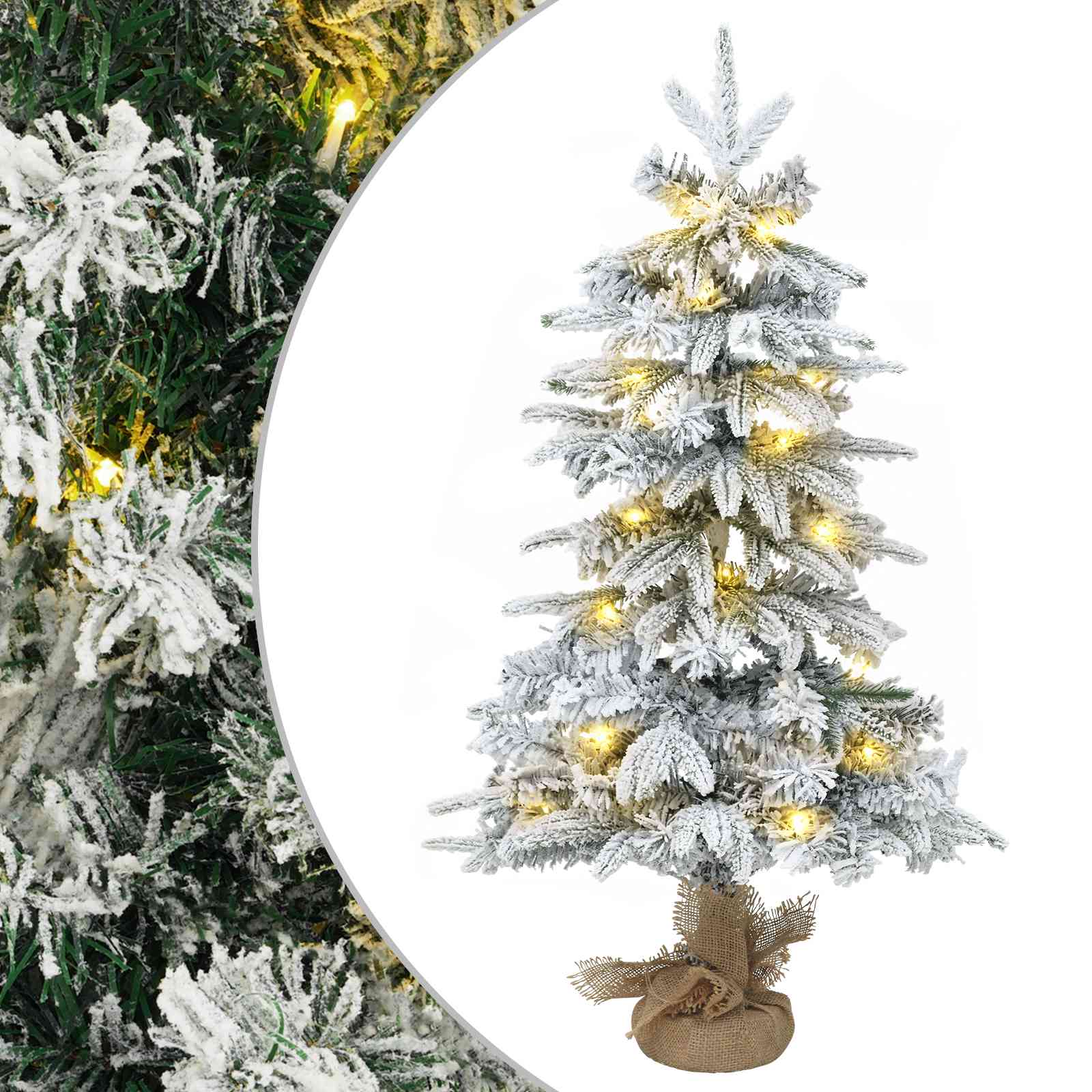 Lumega kaetud mini-jõulupuu 90 cm 50 LED-i Soe valge PVC ja PE