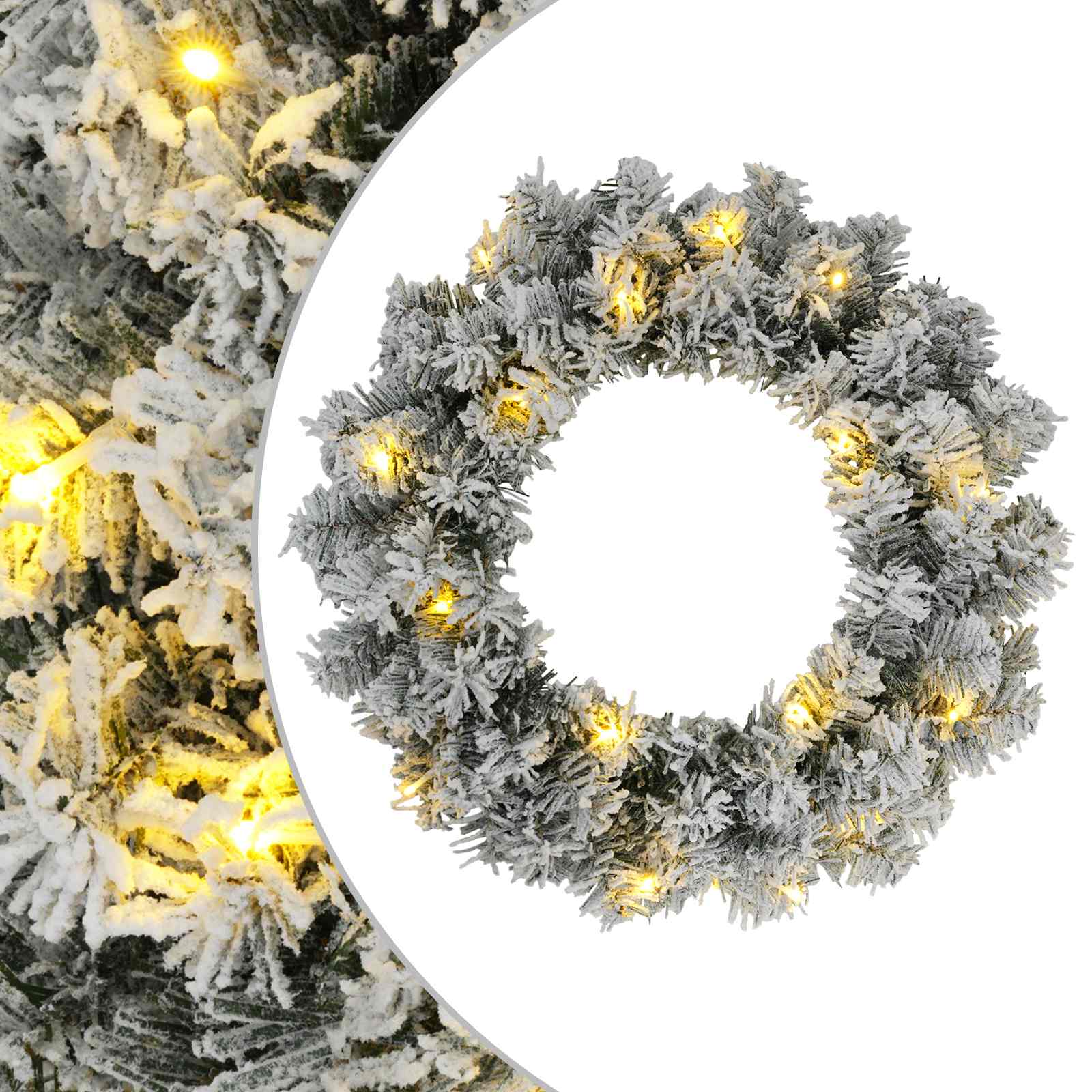Jõuluvana Okkakroon Roheline ja Valge Ø 50 cm PVC 25 LED-i