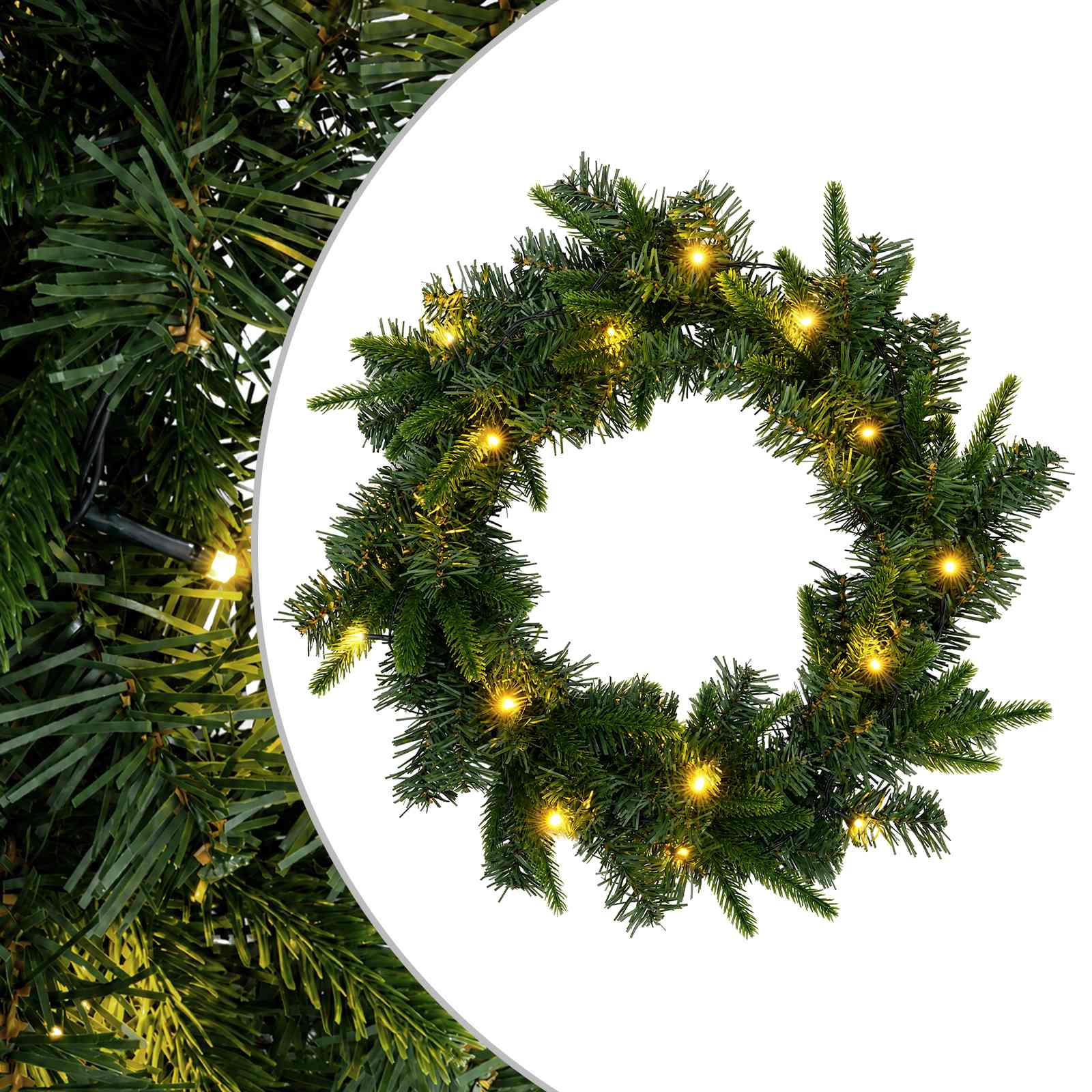 Jõuluvana Okkakroon Roheline Ø 30 cm PVC ja PE 25 LED-i