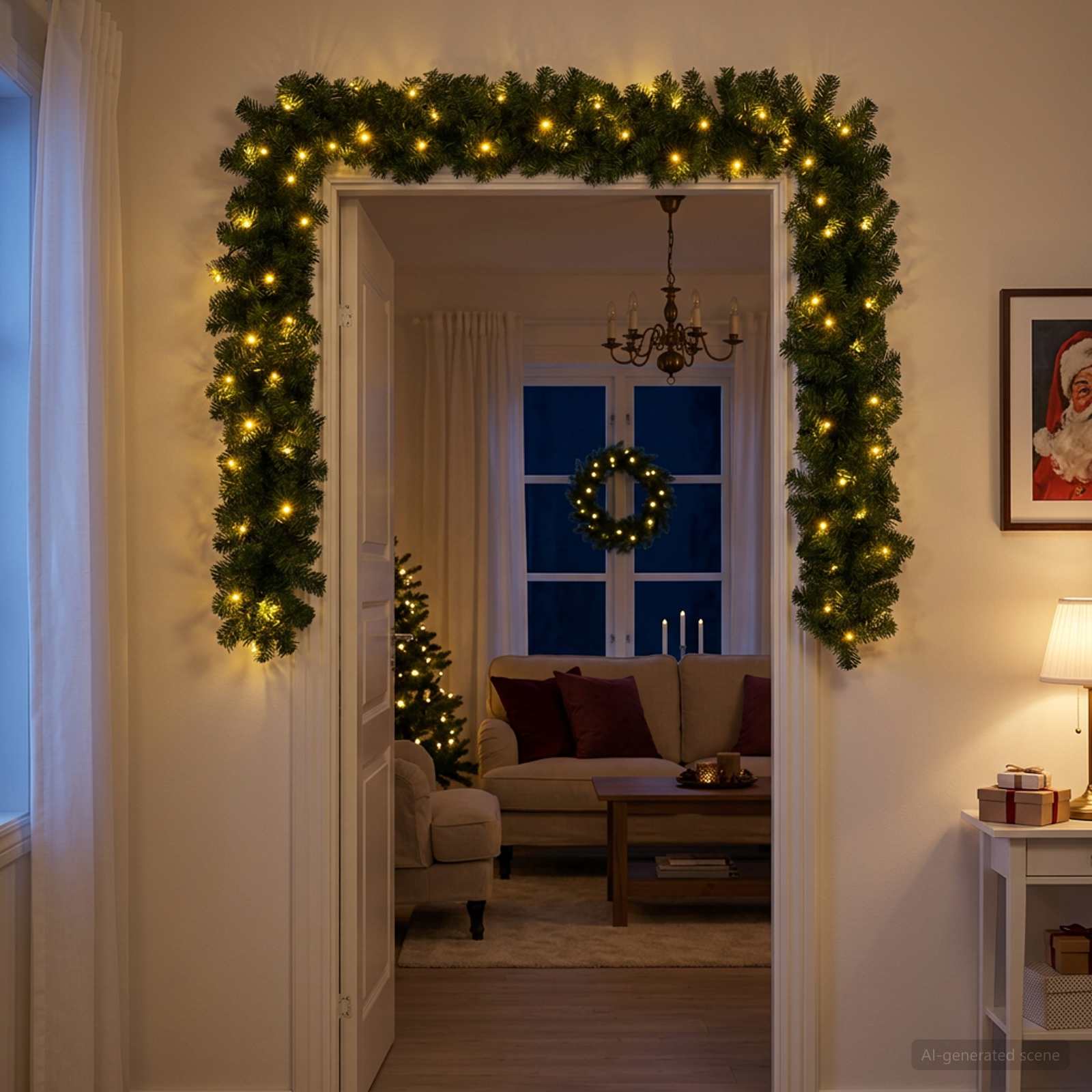 Jõulutreenis Roheline 270 cm PVC 50 LED-i