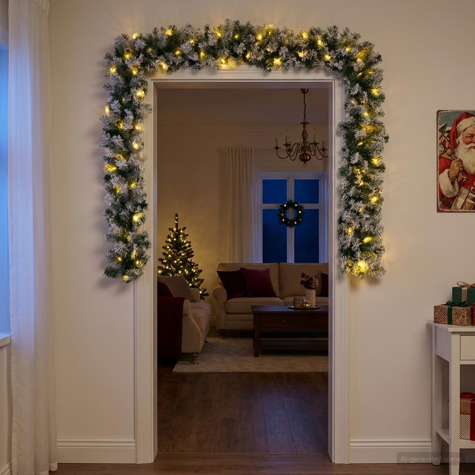 Jõulutreenis Roheline ja Valge 270 cm PVC 50 LED-i