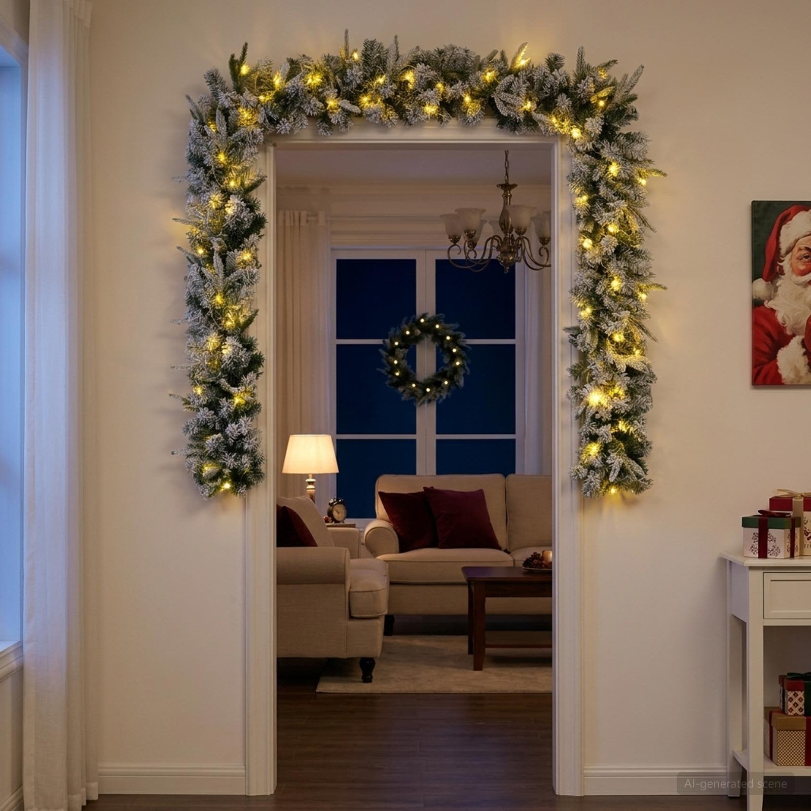 Jõulutreenis Roheline ja Valge 270 cm PVC ja PE 50 LED-i