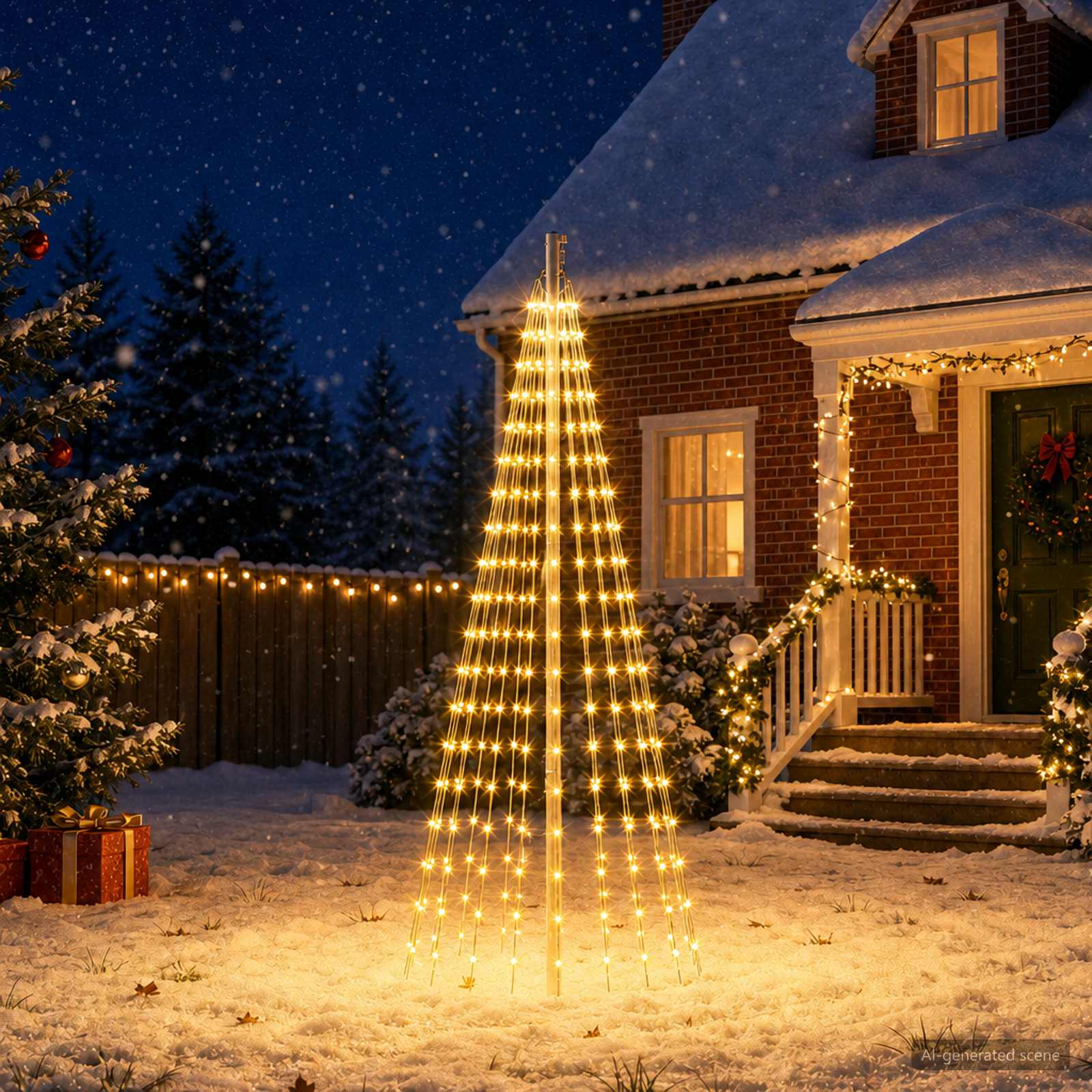 Jõulupuu valgusti koos vaiade ja lipuvardaga 180 cm 270 LED-i
