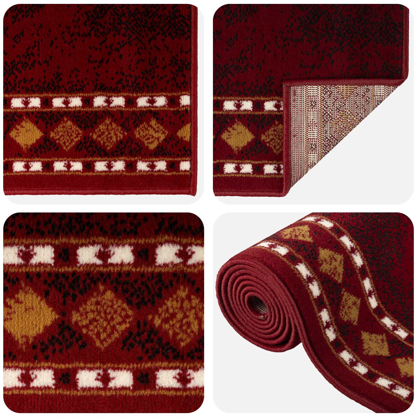 Jooksurug FLORNES Kootud Punane Teemandid 67 x 250 cm PP 7 mm