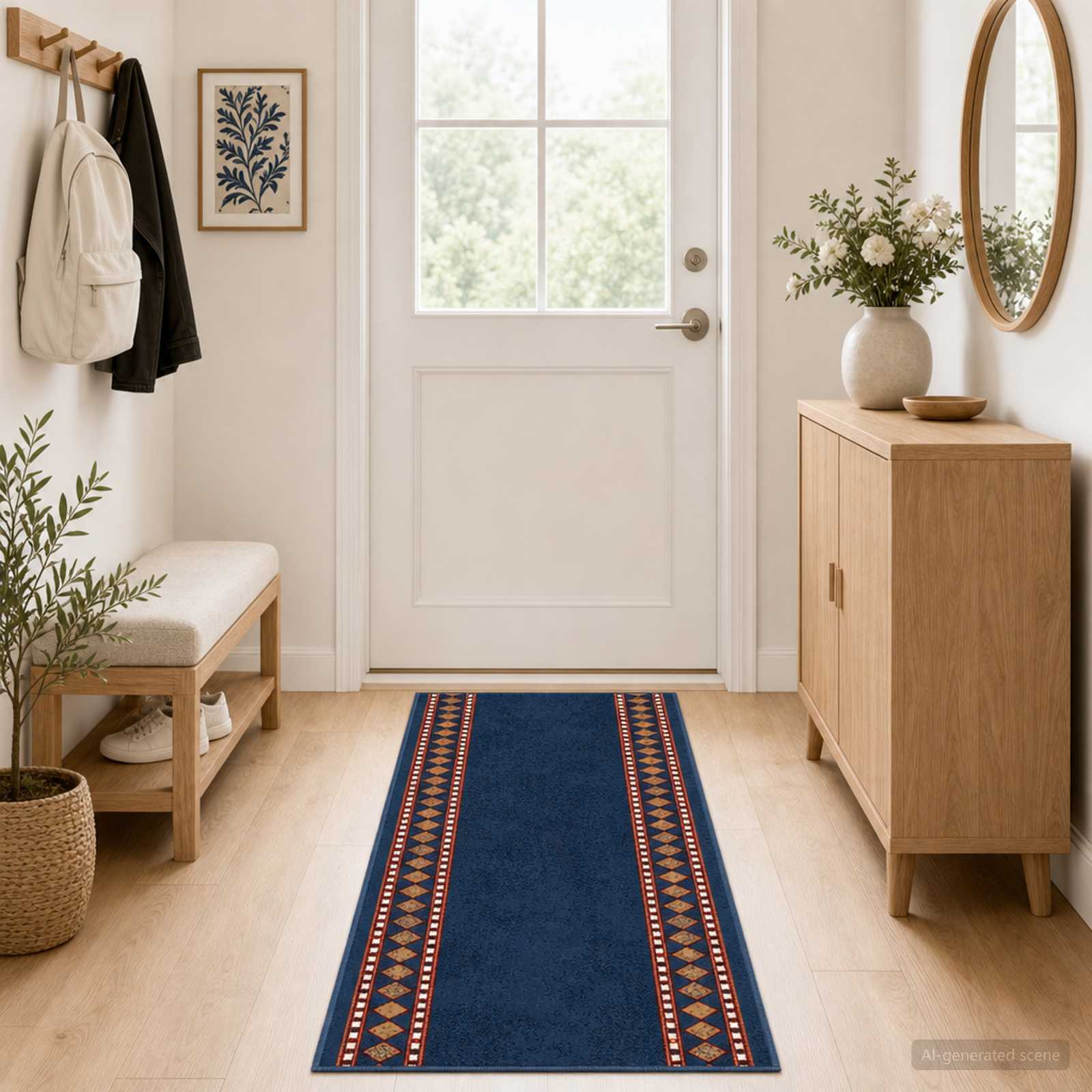 Jooksurug FLORNES Kootud Sinine Teemandid 67 x 250 cm PP 7 mm