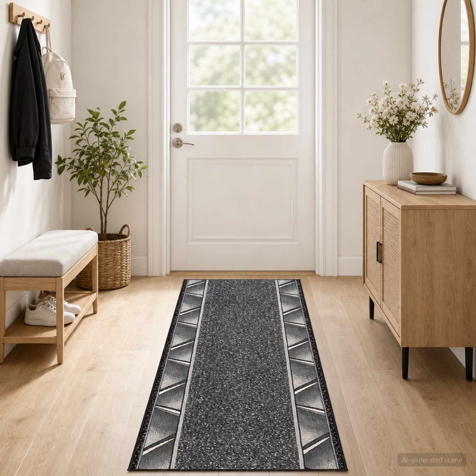 Jooksurug FLORNES Kootud Hall Zigzag 67 x 150 cm PP 7 mm