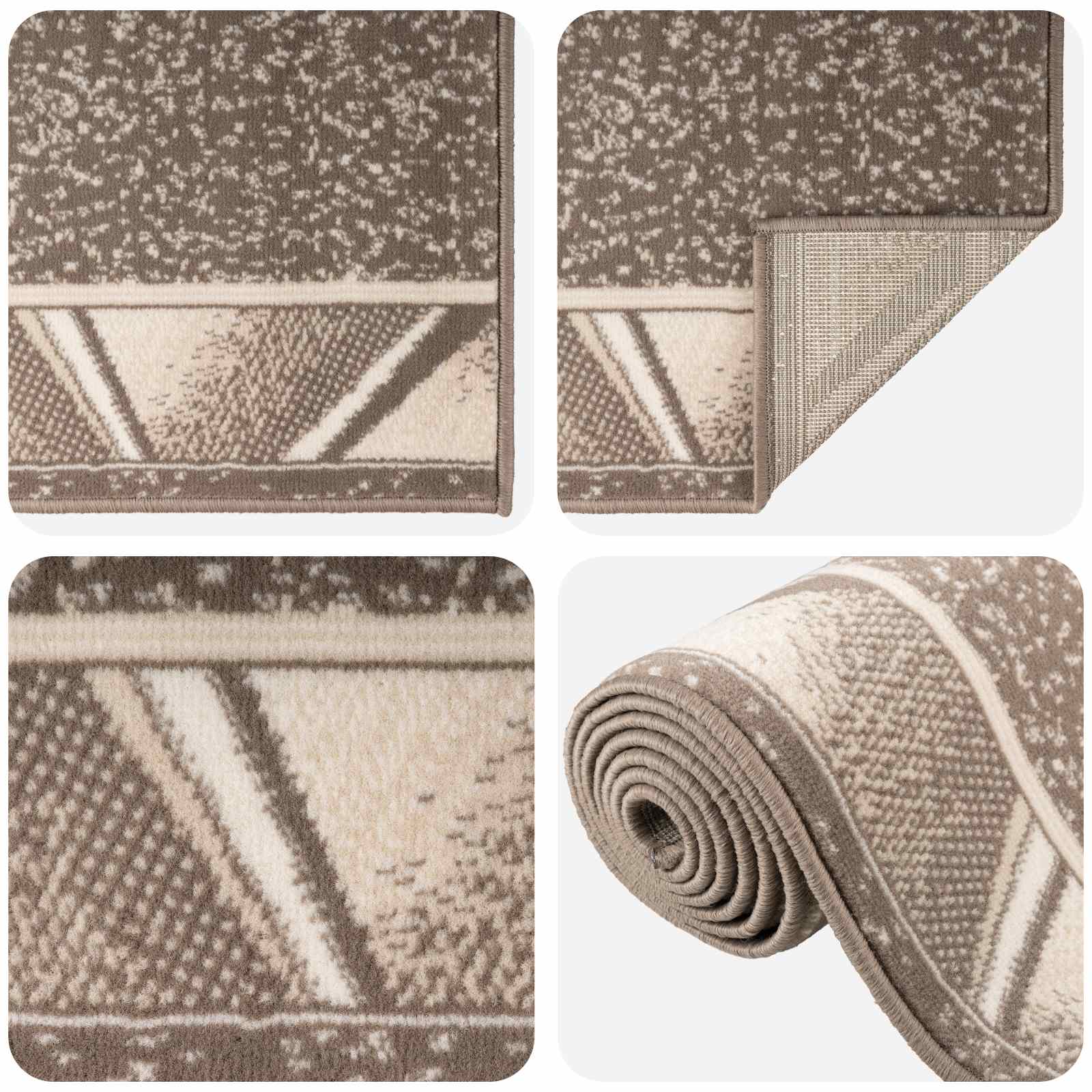 Jooksurug FLORNES Kootud Pruunikashall Zigzag 80 x 200 cm PP