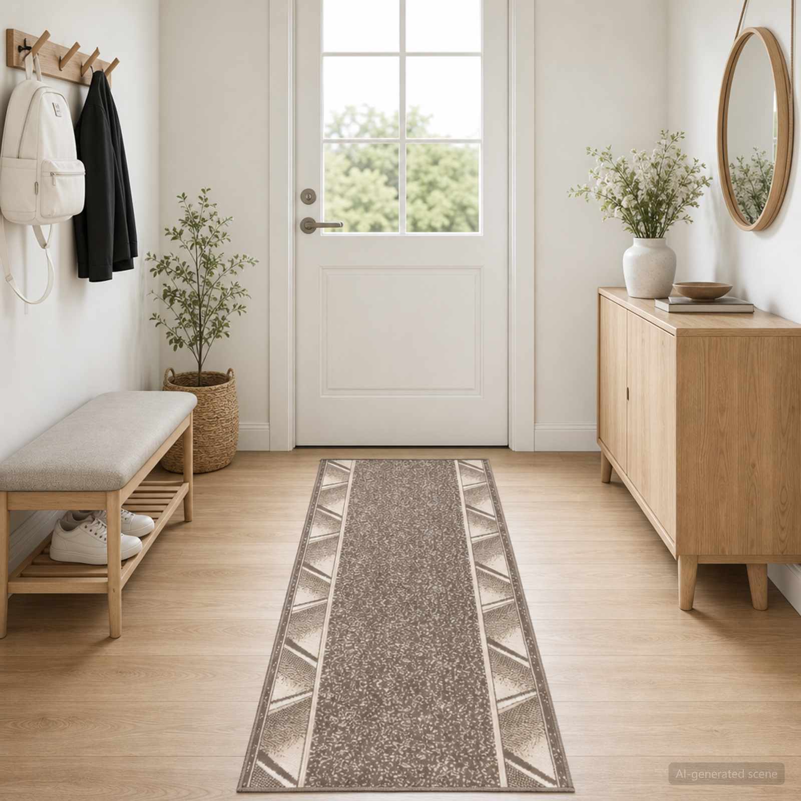 Jooksurug FLORNES Kootud Pruunikashall Zigzag 80 x 200 cm PP